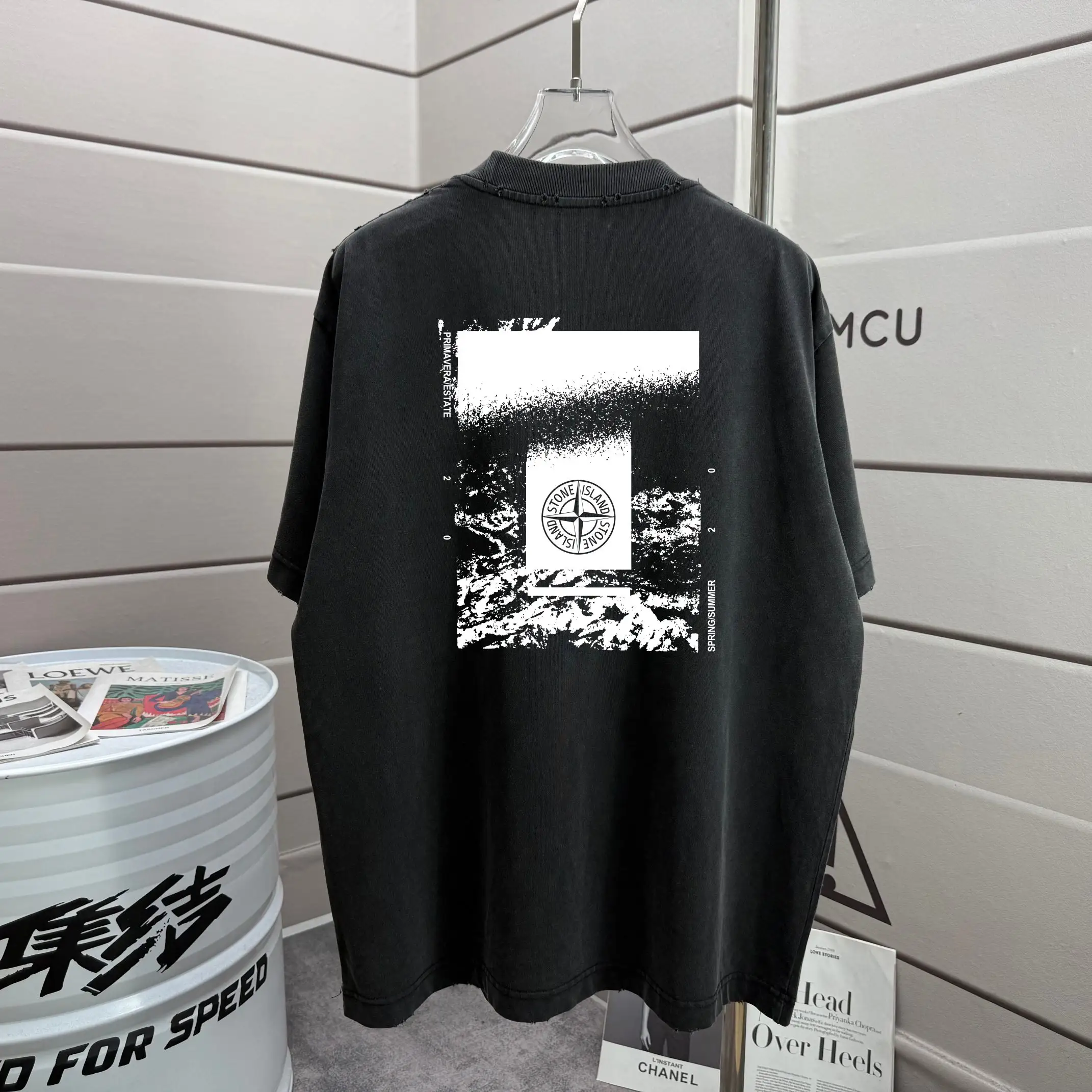 Stone Island Distressed Graphic Print T-Shirt D16013285