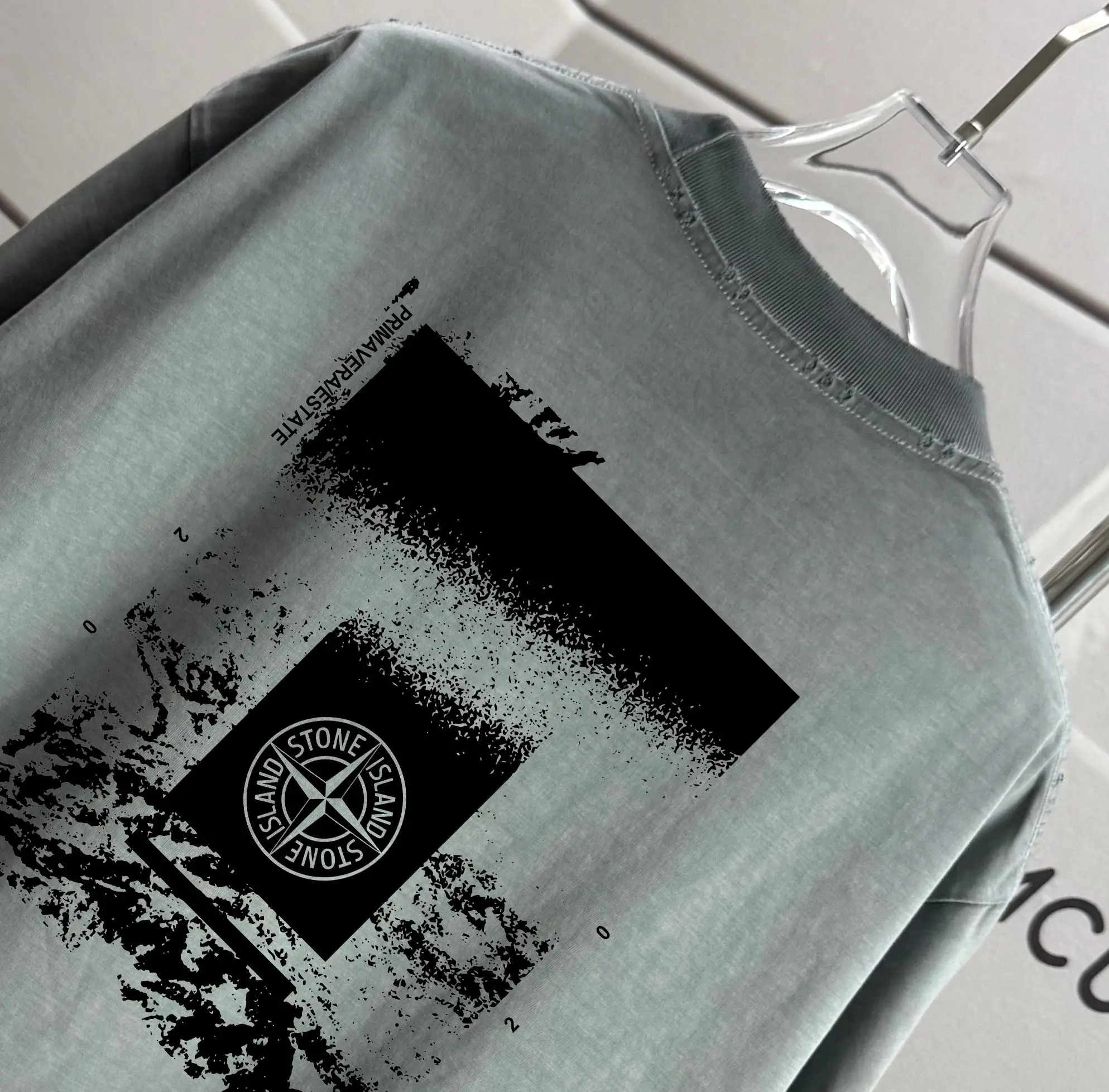 Compass Graphic Print Washed Cotton T-Shirt D16013286 — view 3