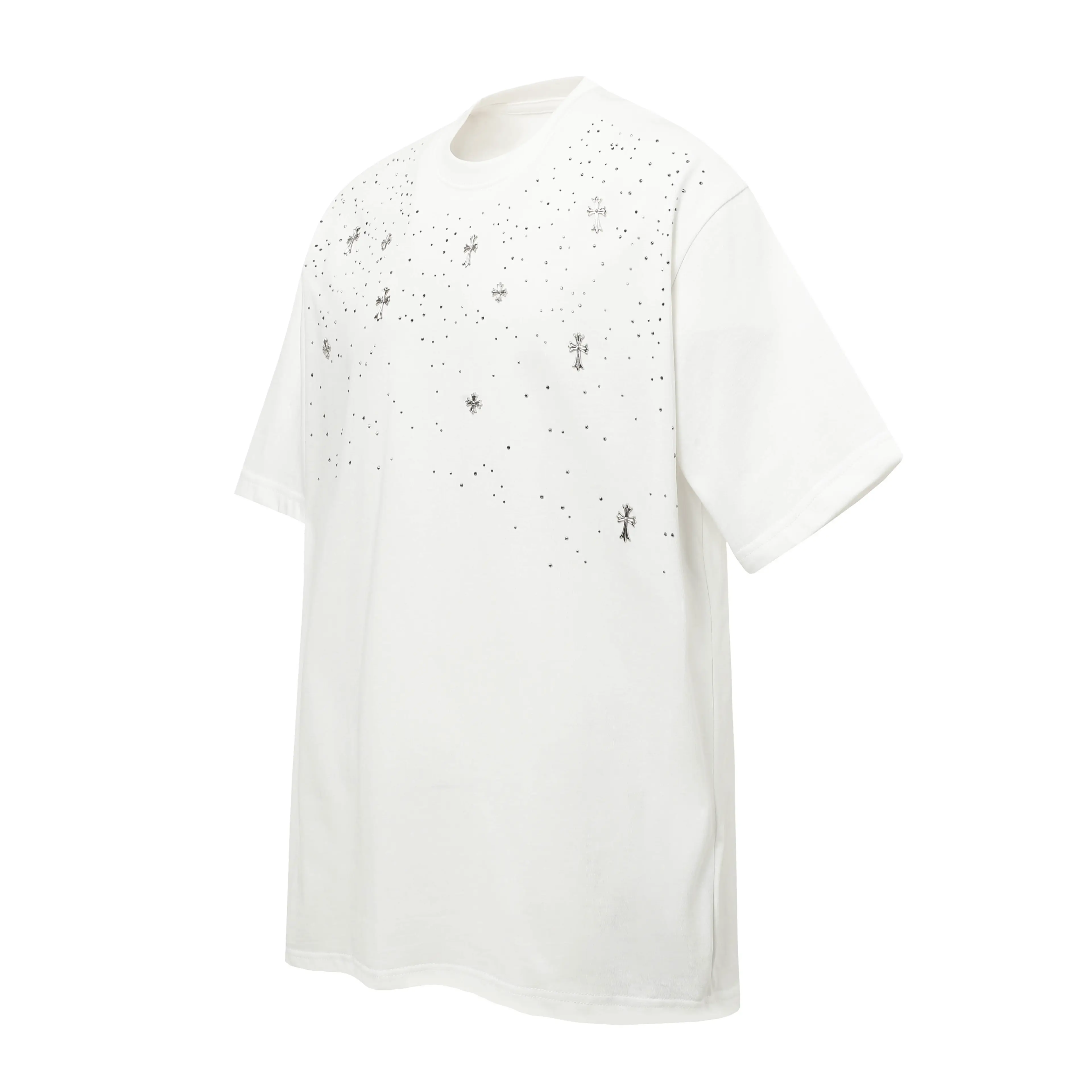 Rhinestone Cross Embellished Oversized T-Shirt D10514051