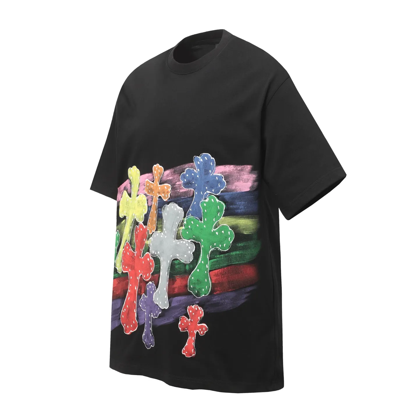 Rainbow Cross Hand-Painted Cotton T-Shirt D10514040