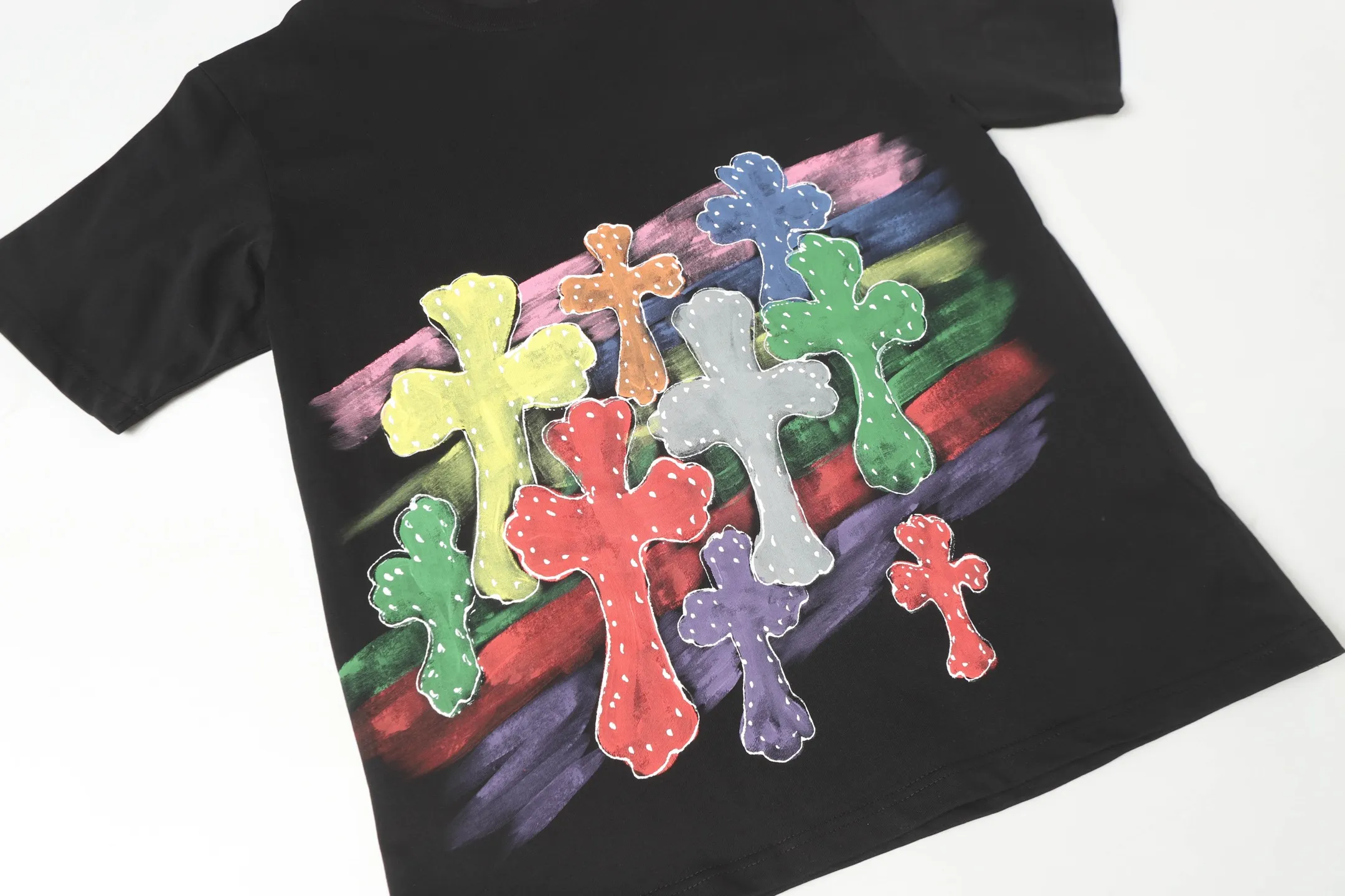 Rainbow Cross Hand-Painted Cotton T-Shirt D10514040 — view 5