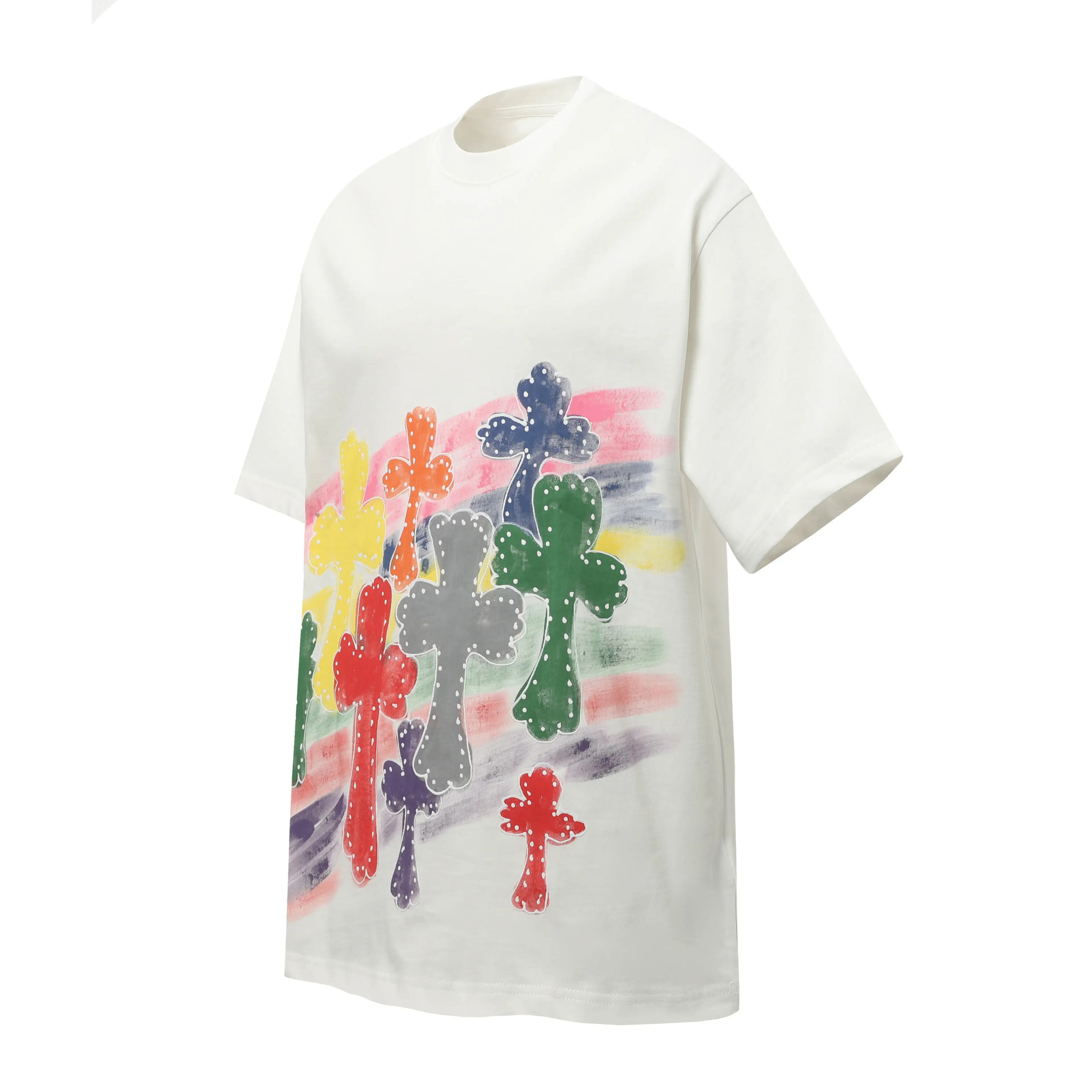 Rainbow Cross Graphic Cotton T-Shirt D10514039