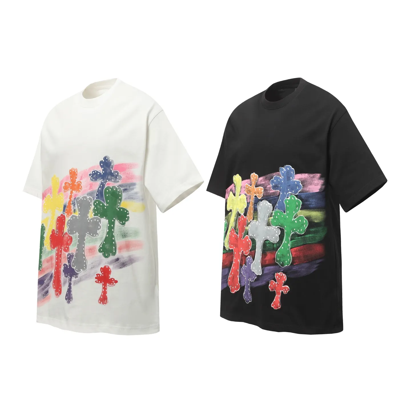 Rainbow Cross Graphic Print T-Shirt D10514041