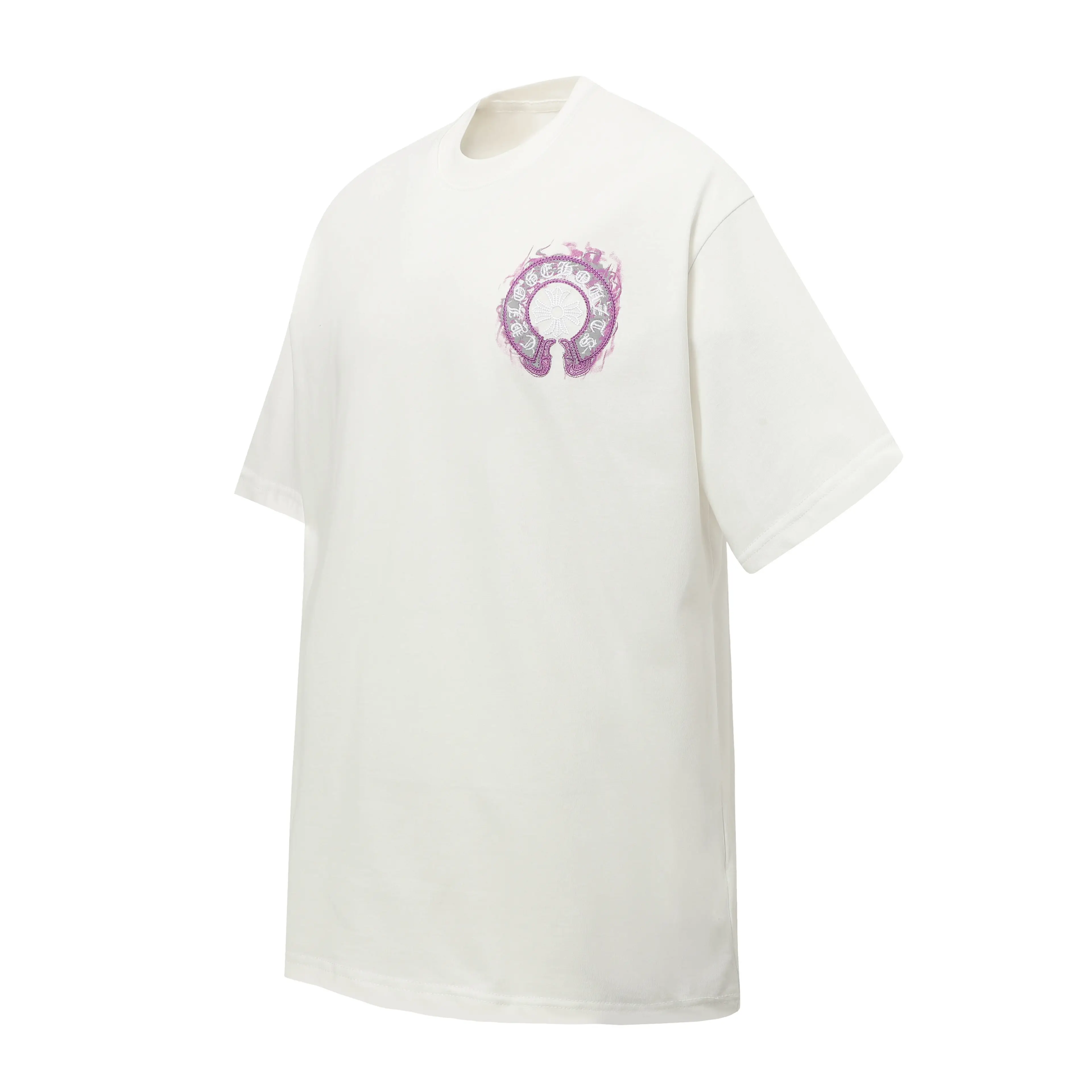 Horshoe Sanskrit Embroidered Cotton T-Shirt D10514048