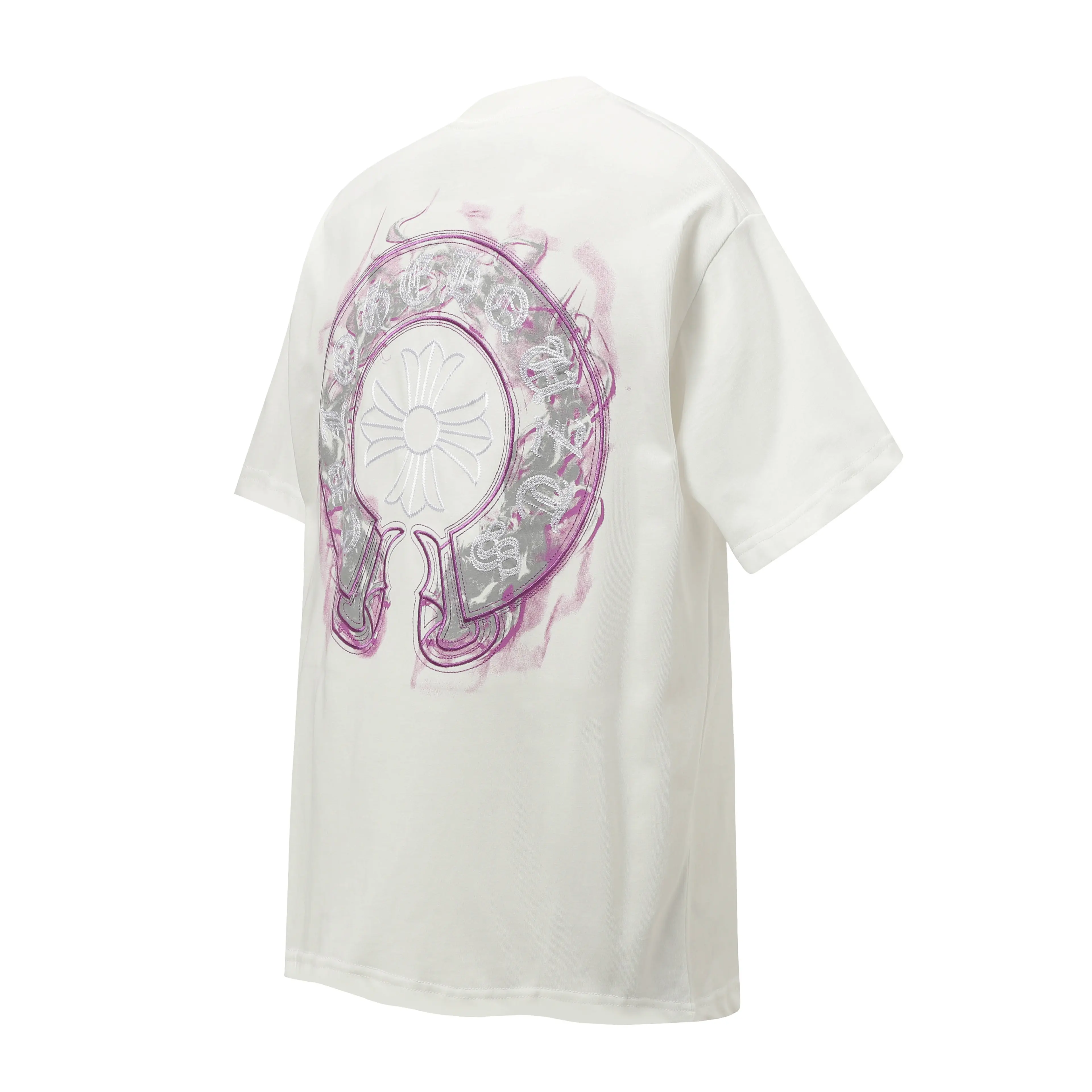 Horshoe Sanskrit Embroidered Cotton T-Shirt D10514048 — view 2