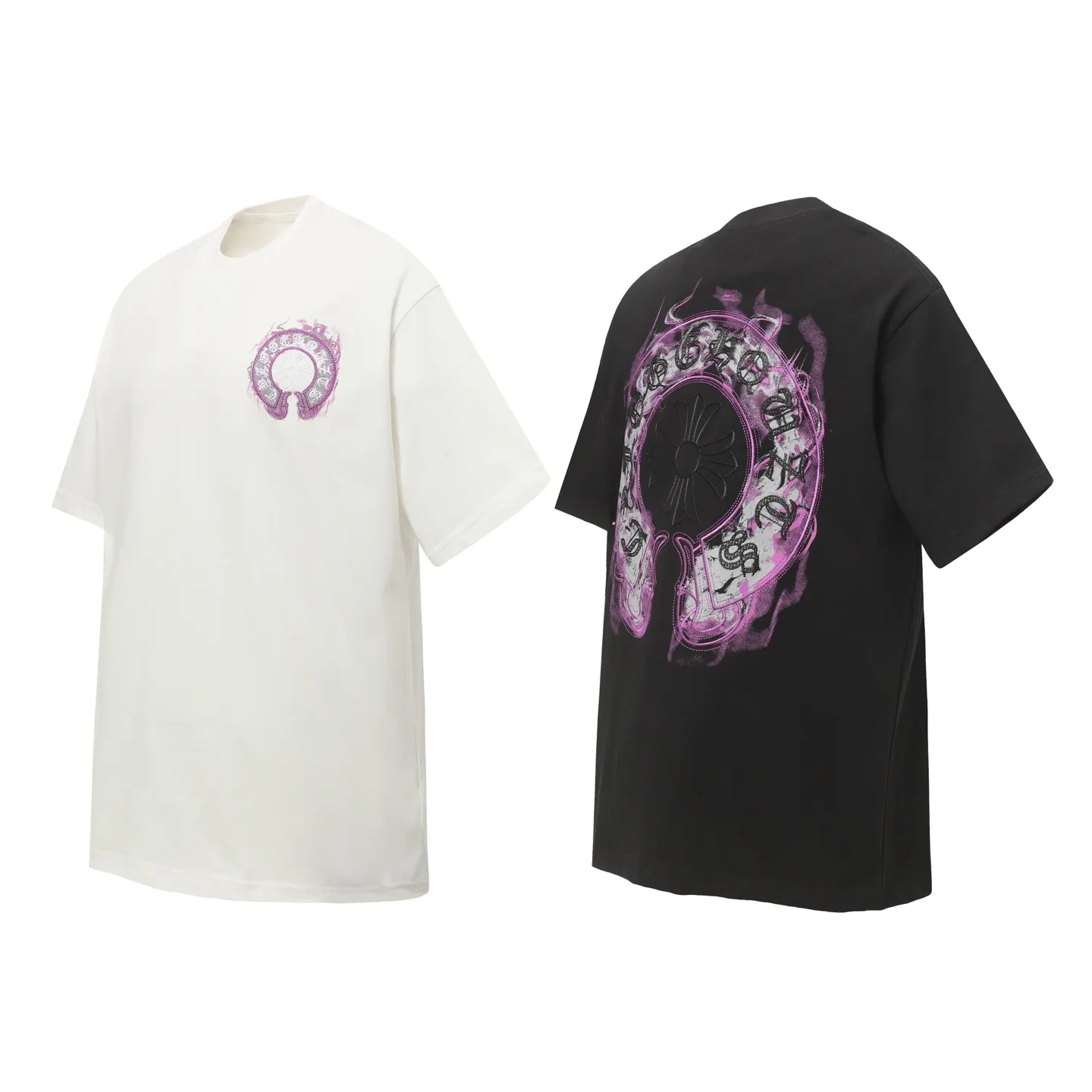 Horseshoe Sanskrit Embroidered Cotton T-Shirt D10514050