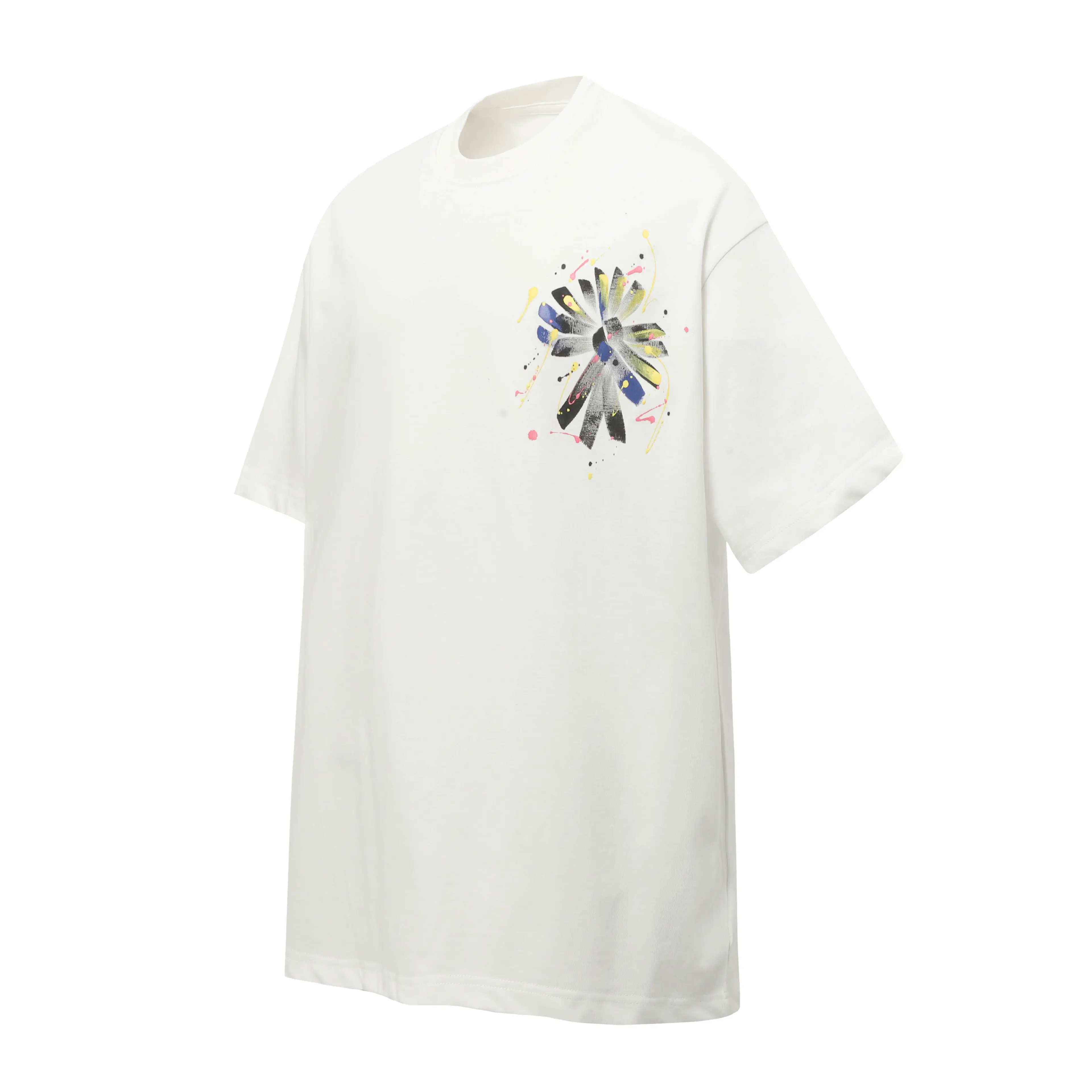 Hand-Painted Cross Print Cotton T-Shirt D10514043