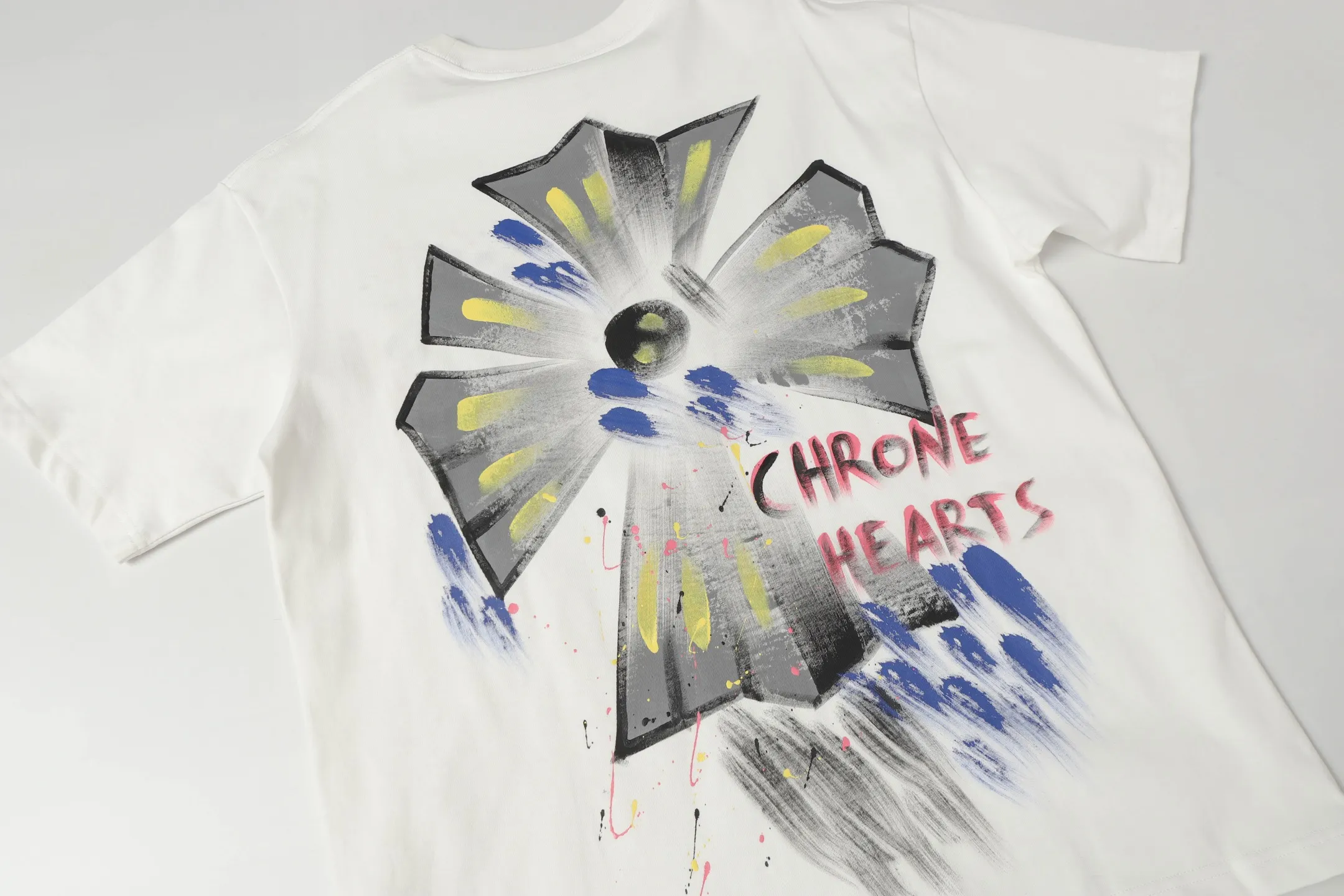 Hand-Painted Cross Print Cotton T-Shirt D10514043 — view 6