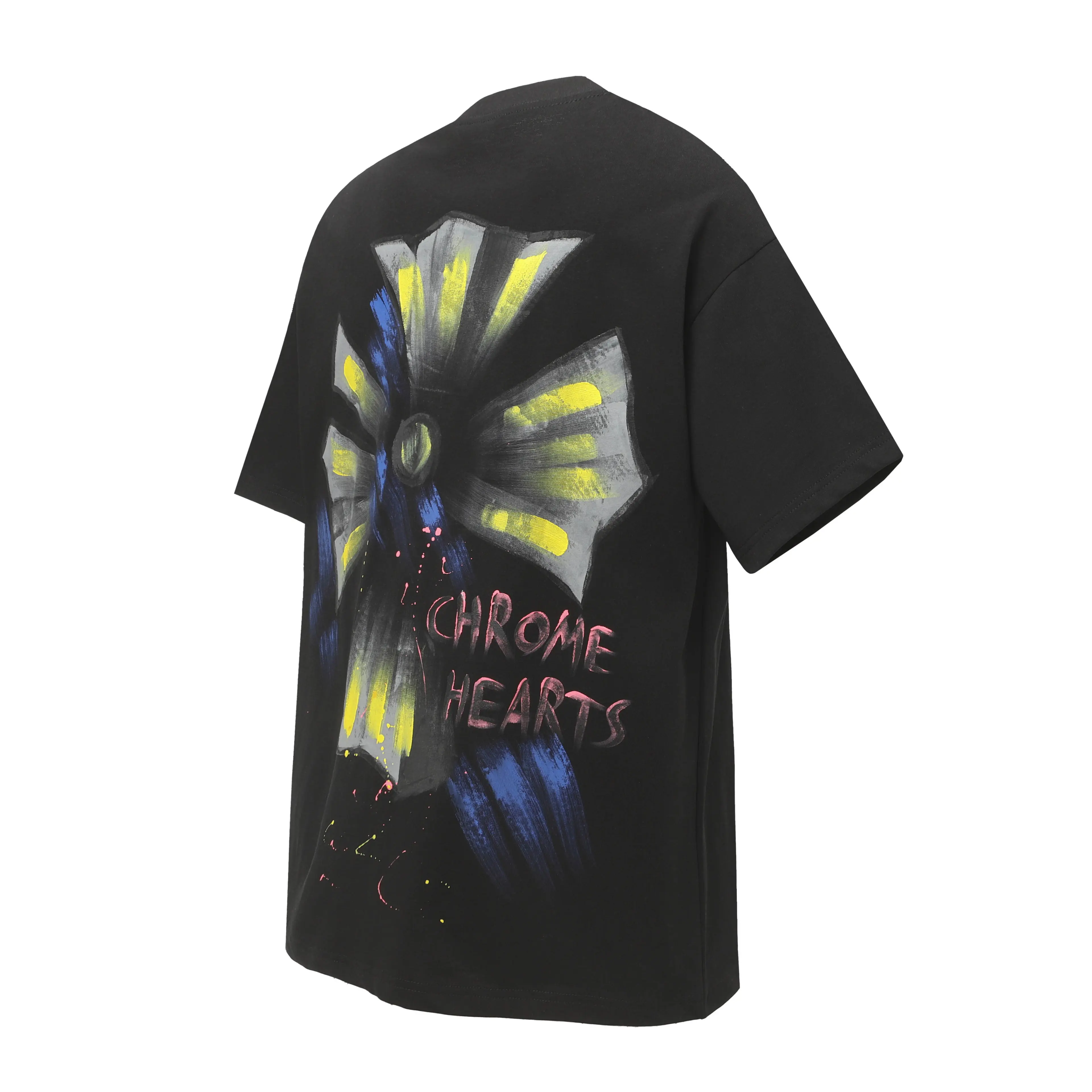 Hand-Painted Cross Print Cotton T-Shirt D10514042 — view 2