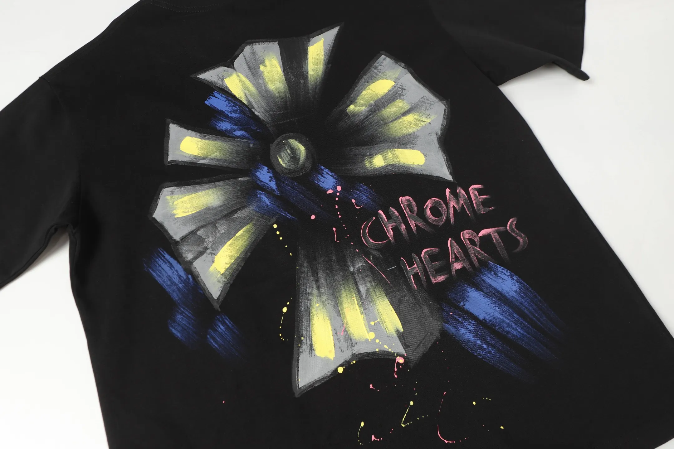 Hand-Painted Cross Print Cotton T-Shirt D10514042 — view 5