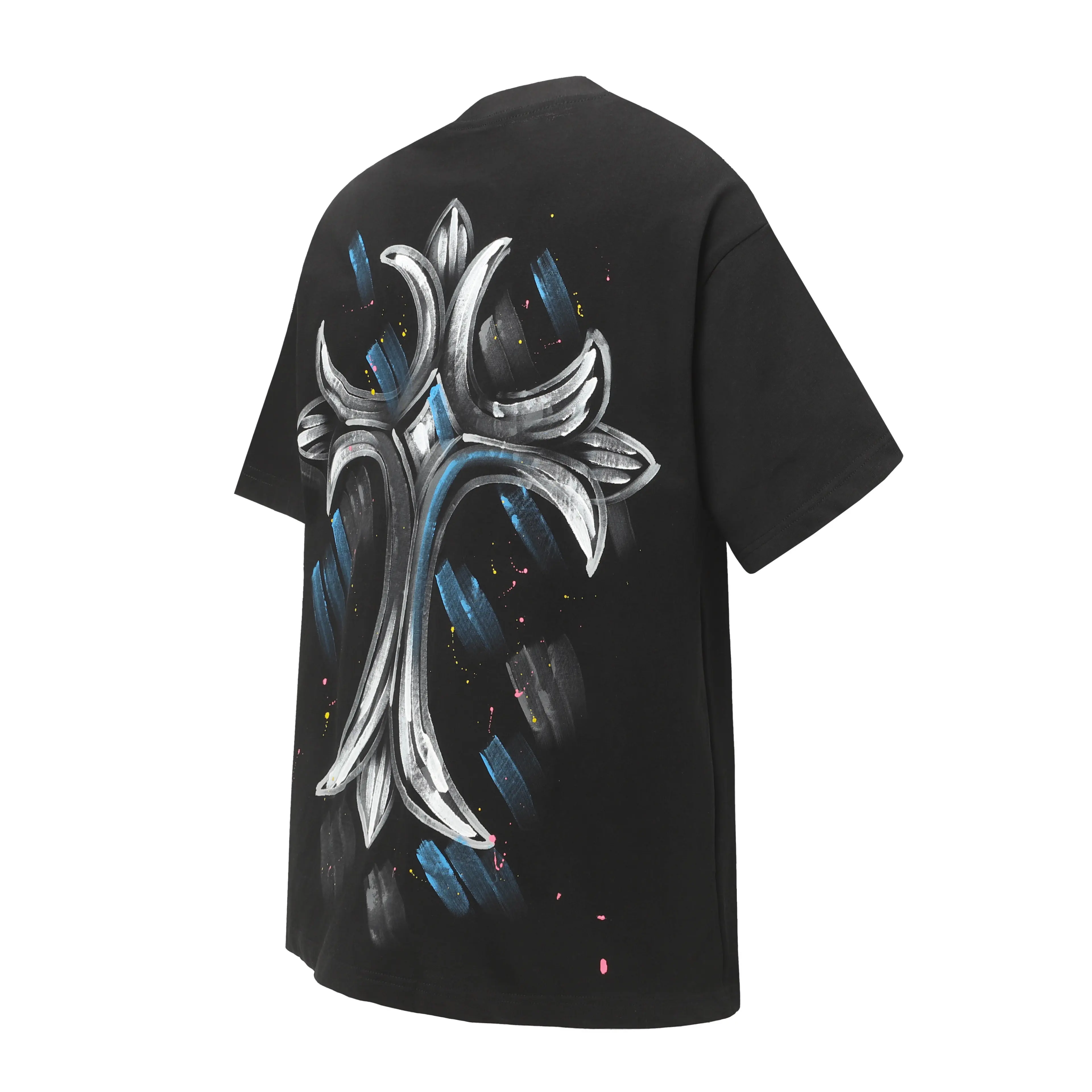 Hand-Painted Cross Print Cotton T-Shirt D10514035 — view 5