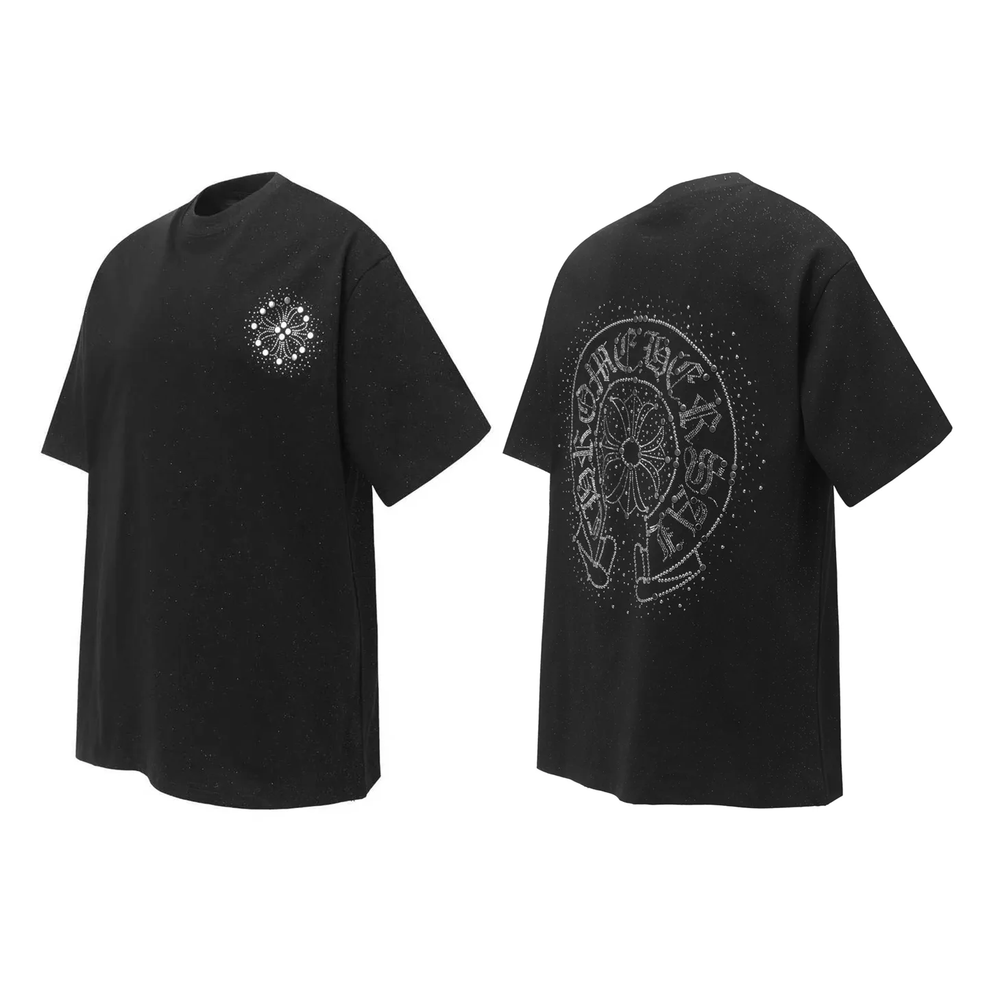 Rhinestone Horseshoe Logo Cotton T-Shirt D10013967