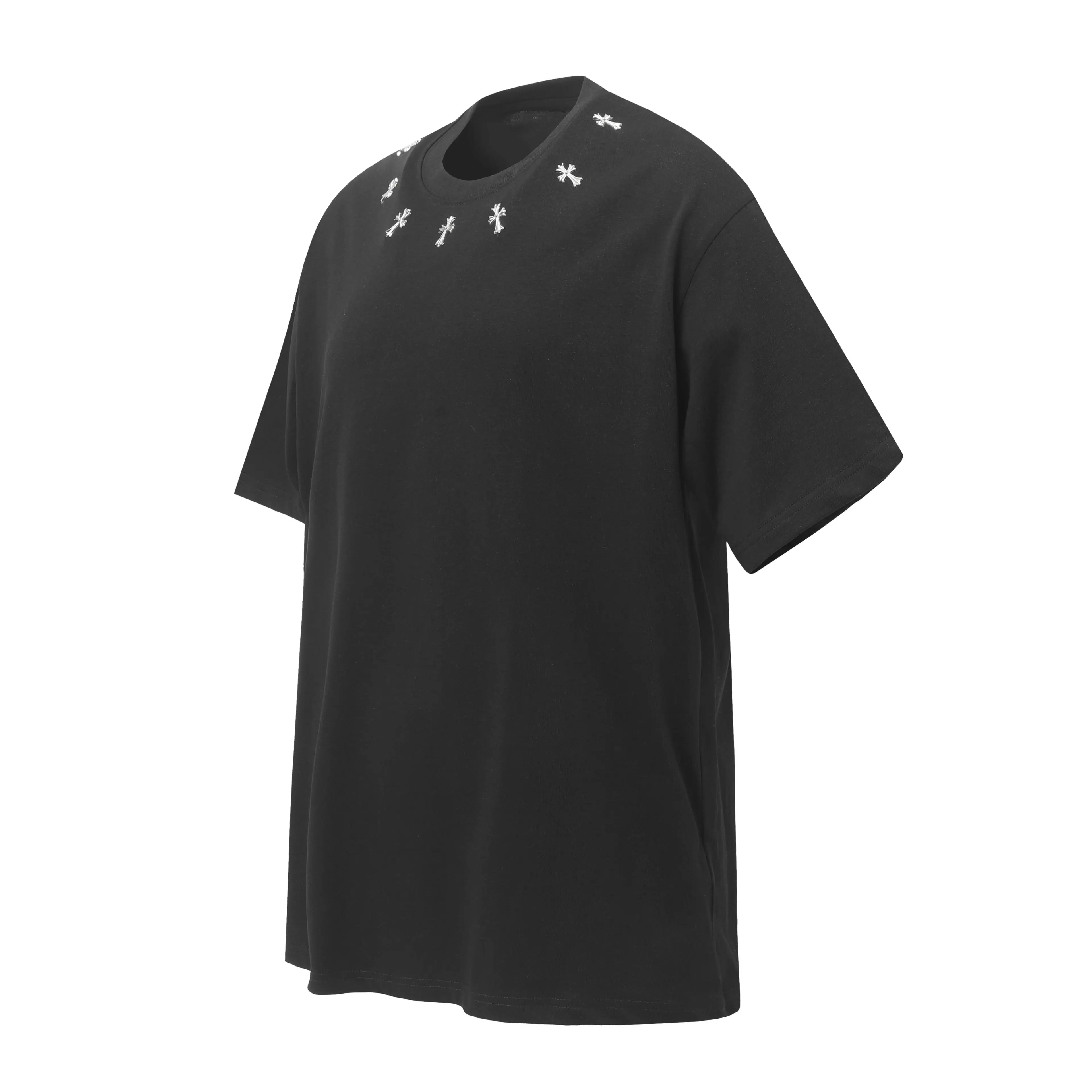 Rhinestone Cross Oversized Cotton T-Shirt D9514059