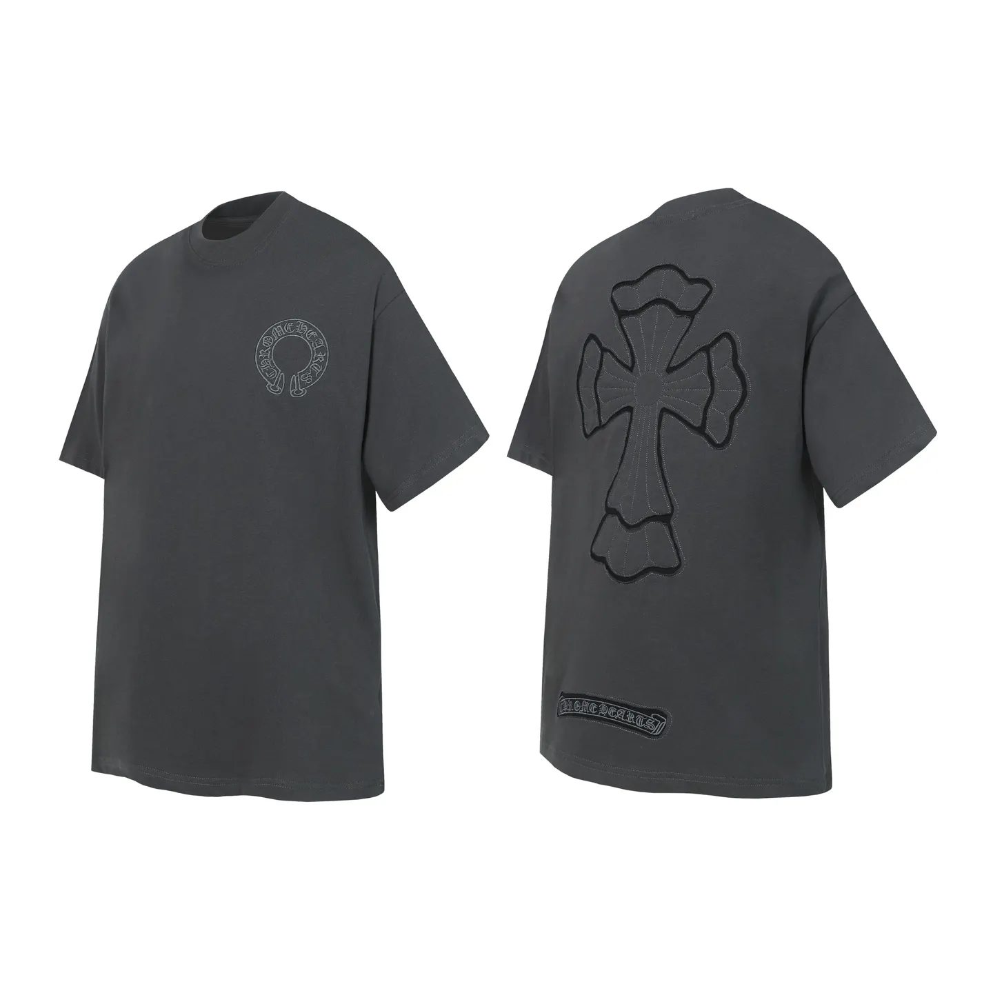 Embroidered Cross Patch Cotton T-Shirt D10014065