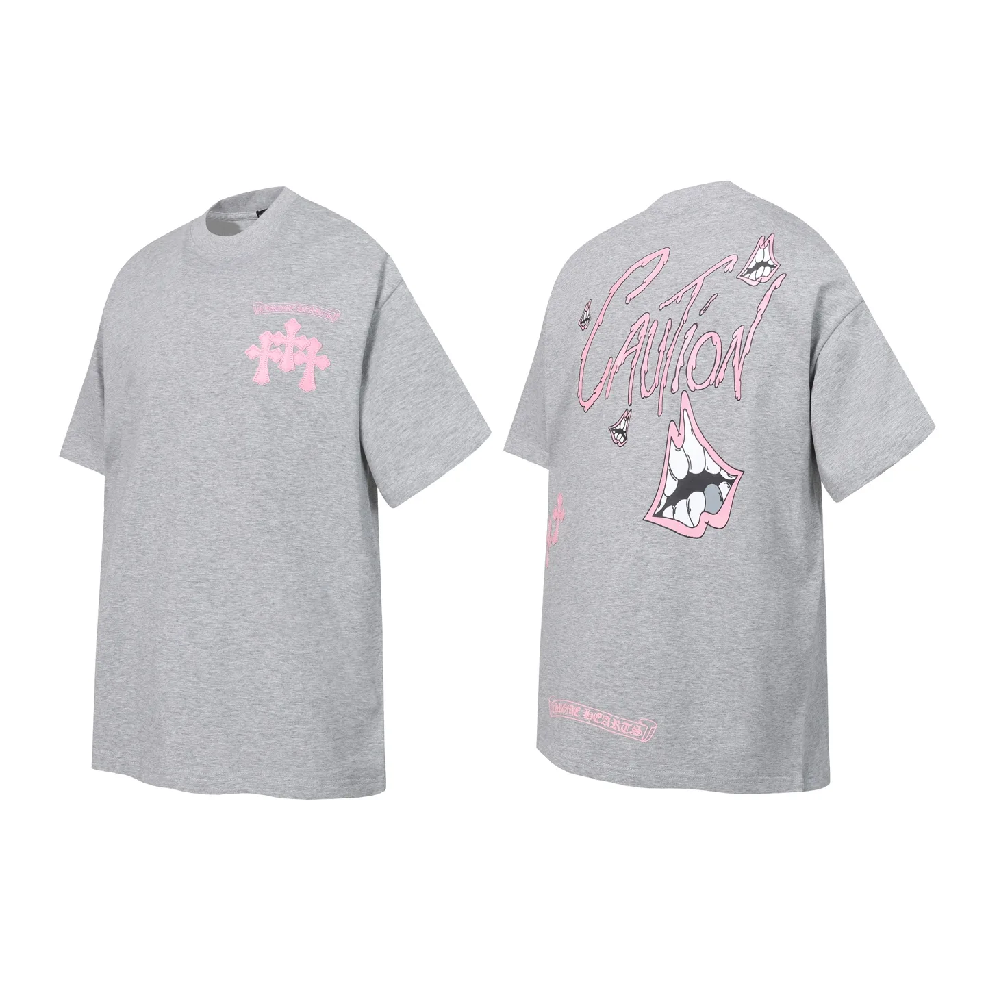 Graffiti Lips Embroidered Cotton T-Shirt D10014071