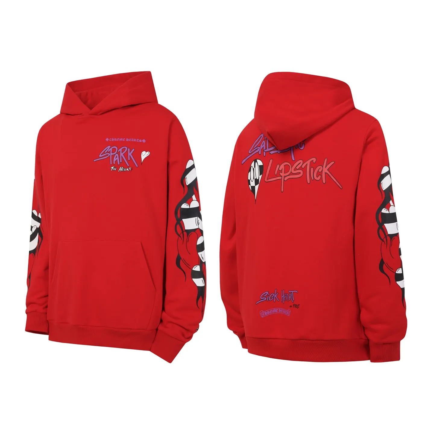 Graffiti Print Fleece-Back Hoodie D15522538