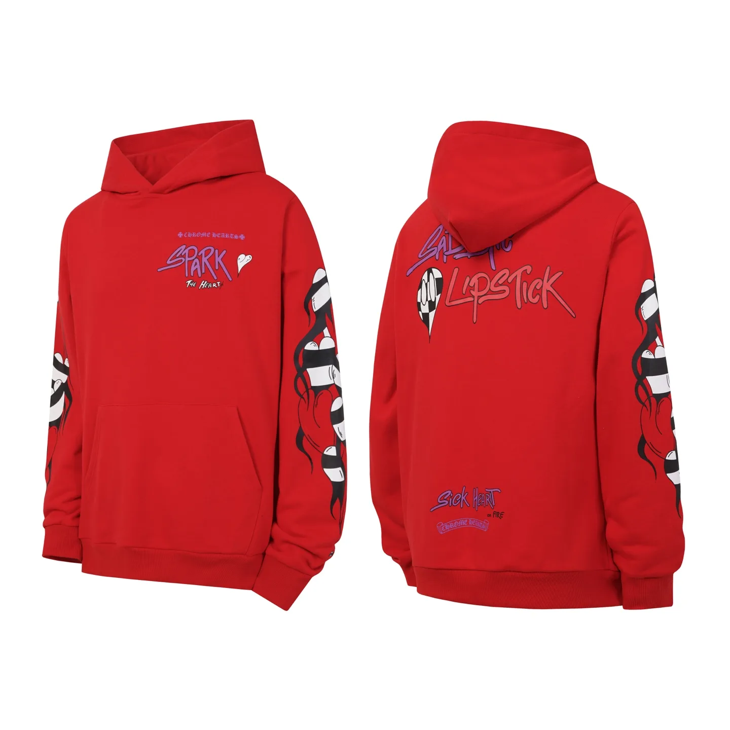 Graffiti Print Fleece-Back Hoodie D15522538