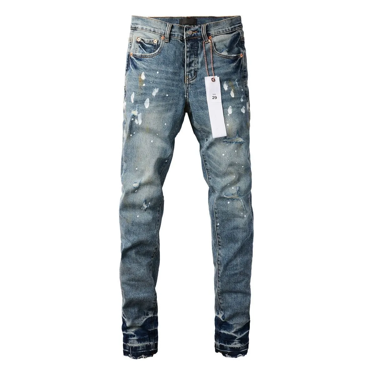 Paint-Splatter Distressed Slim-Fit Jeans D16023160 — view 2