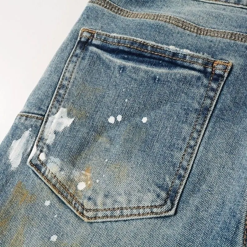 Paint-Splatter Distressed Slim-Fit Jeans D16023160 — view 7