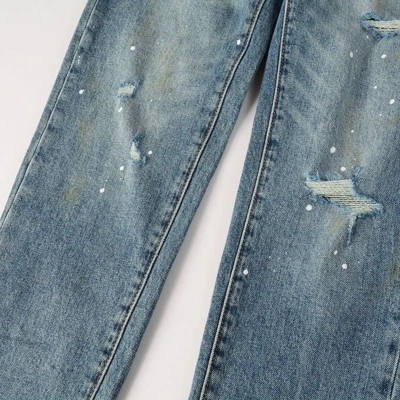 Paint-Splatter Distressed Slim-Fit Jeans D16023160 — view 8