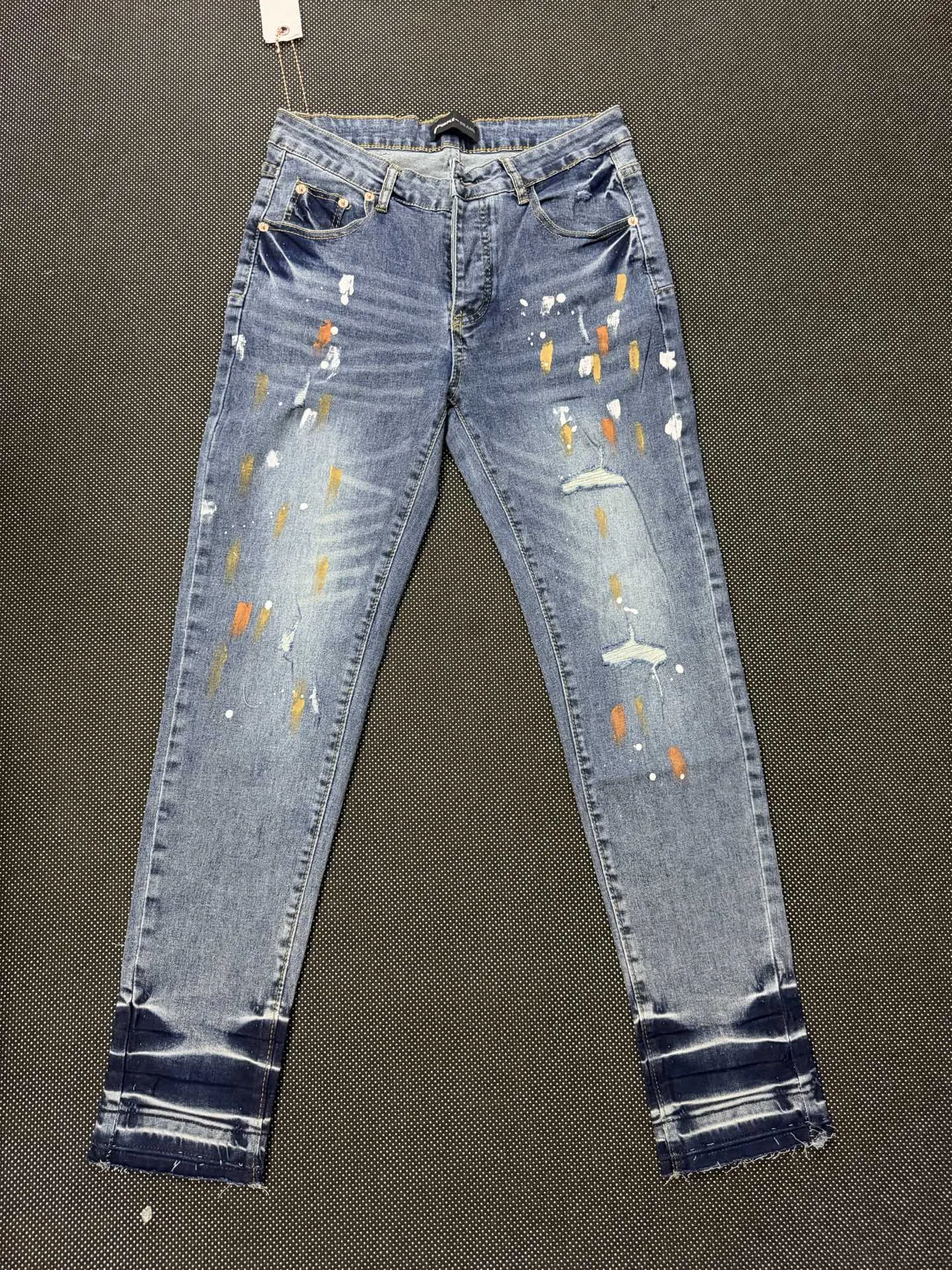 Paint-Splatter Distressed Slim-Fit Jeans D16023160 — view 10
