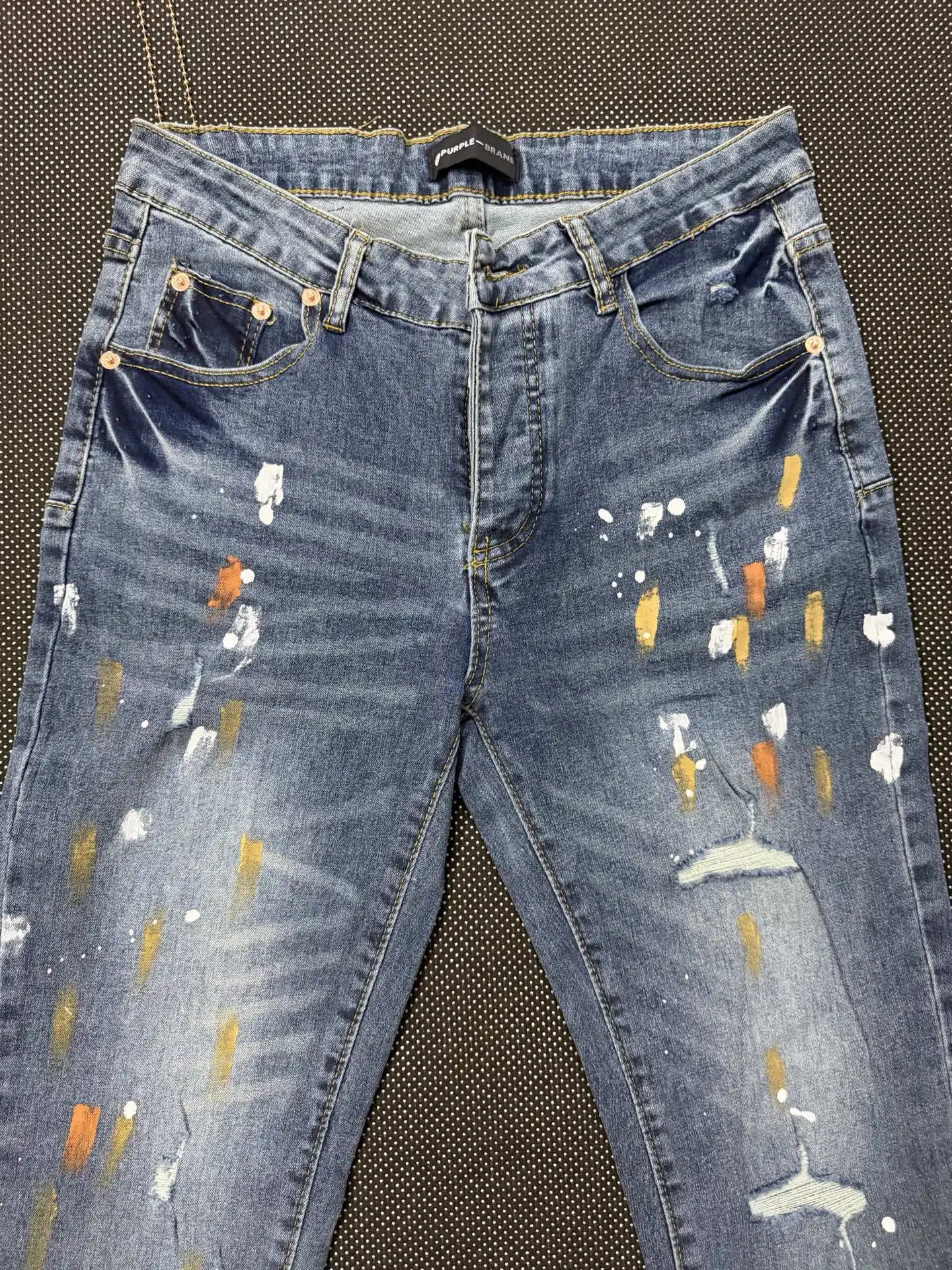Paint-Splatter Distressed Slim-Fit Jeans D16023160 — view 12