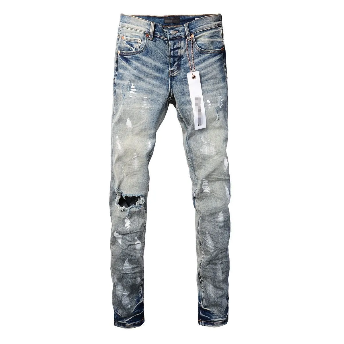 Distressed Paint-Splatter Slim-Fit Jeans D16023157 — view 2