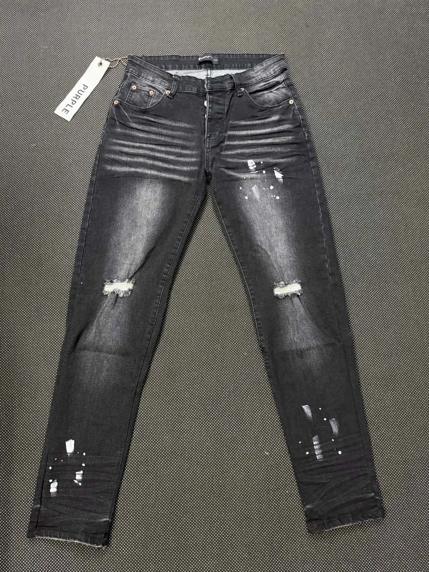 Distressed Paint-Splatter Slim-Fit Jeans D16023153 — view 10
