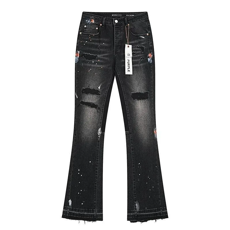 Distressed Paint-Splatter Slim-Fit Jeans D16023151 — view 2