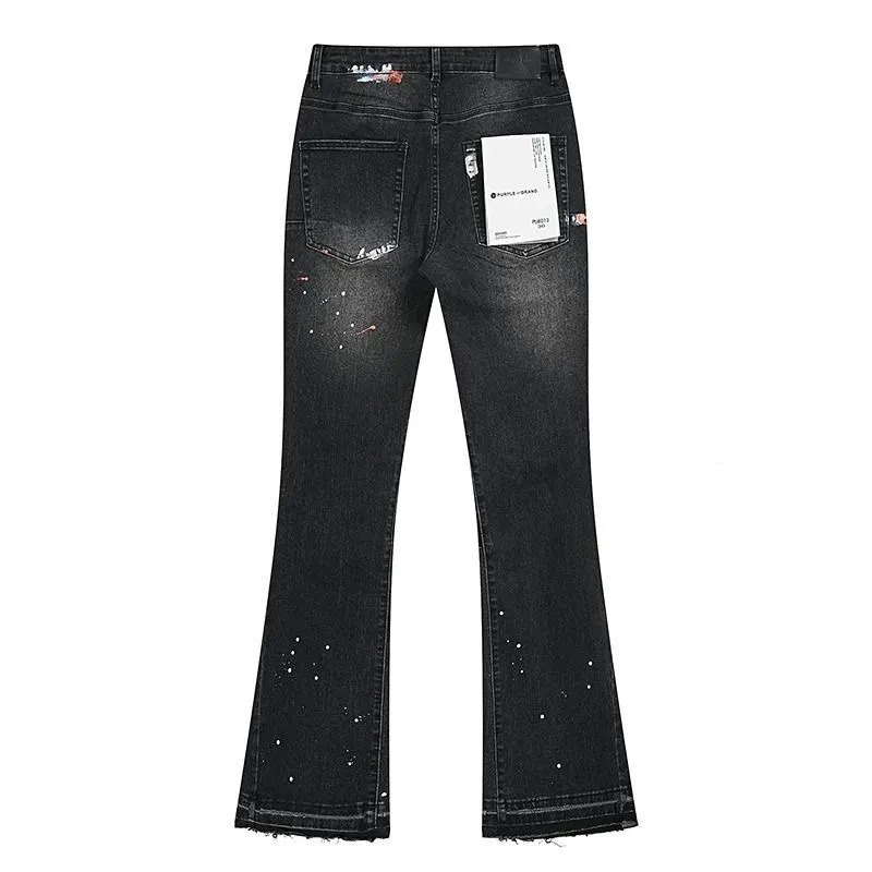 Distressed Paint-Splatter Slim-Fit Jeans D16023151 — view 3