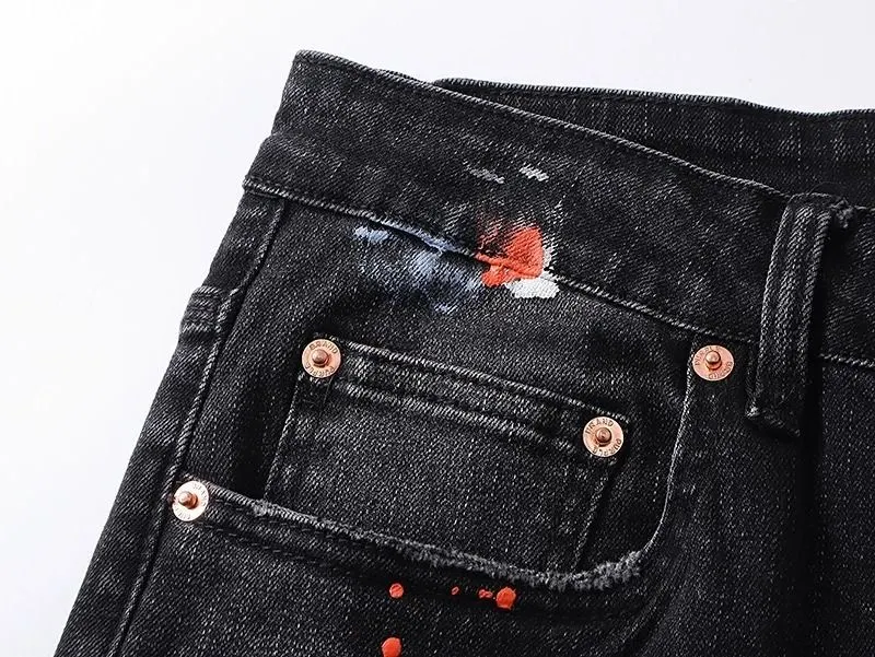 Distressed Paint-Splatter Slim-Fit Jeans D16023151 — view 5