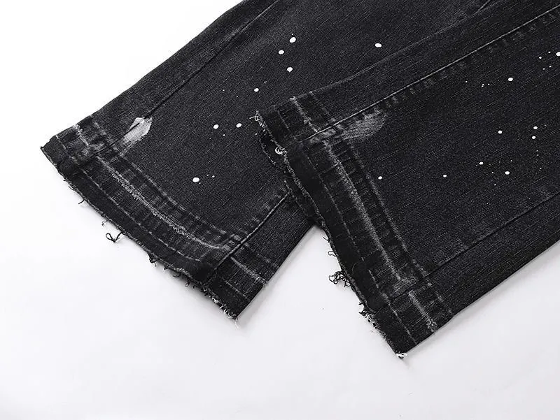 Distressed Paint-Splatter Slim-Fit Jeans D16023151 — view 8