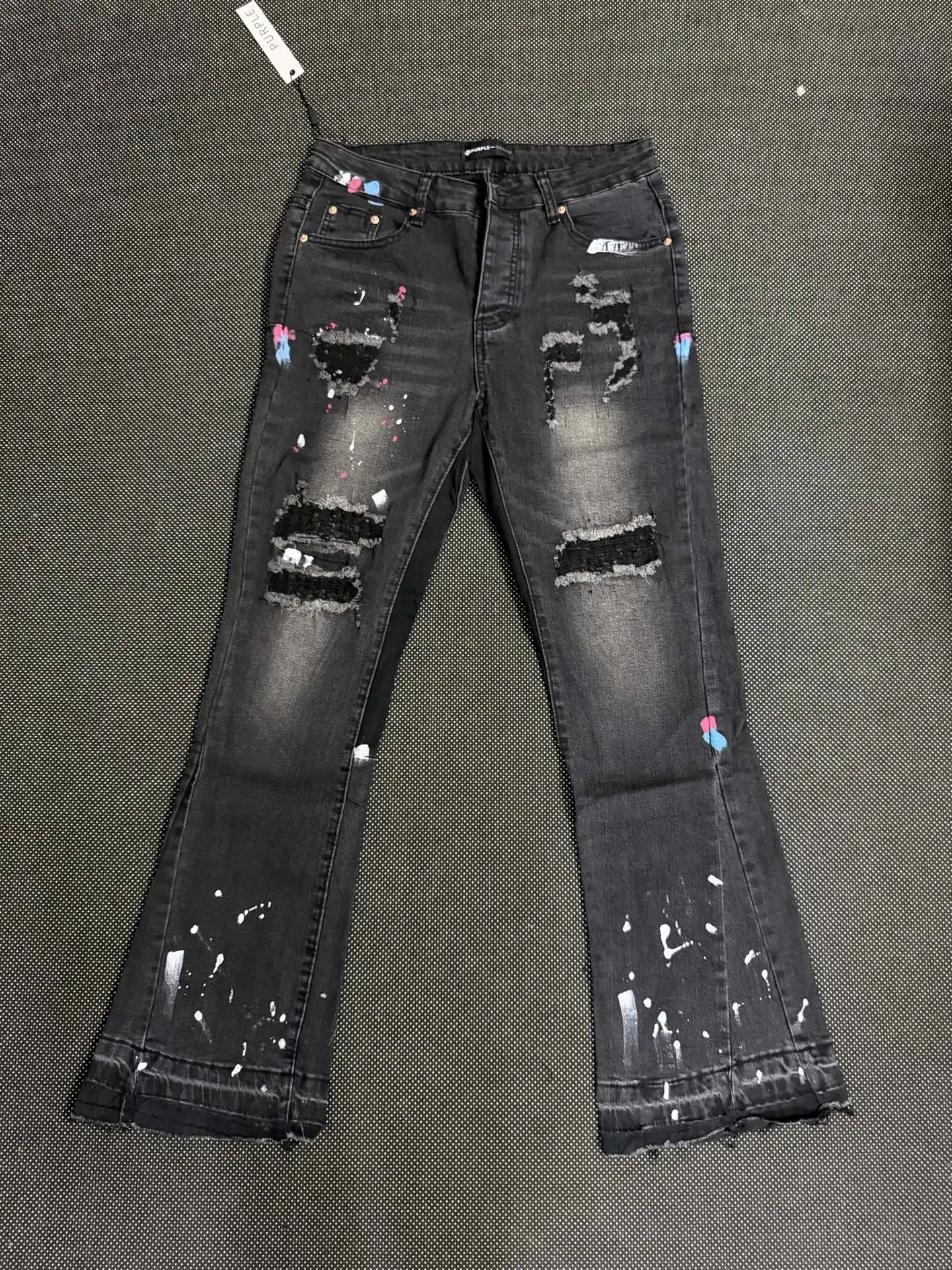 Distressed Paint-Splatter Slim-Fit Jeans D16023151 — view 10