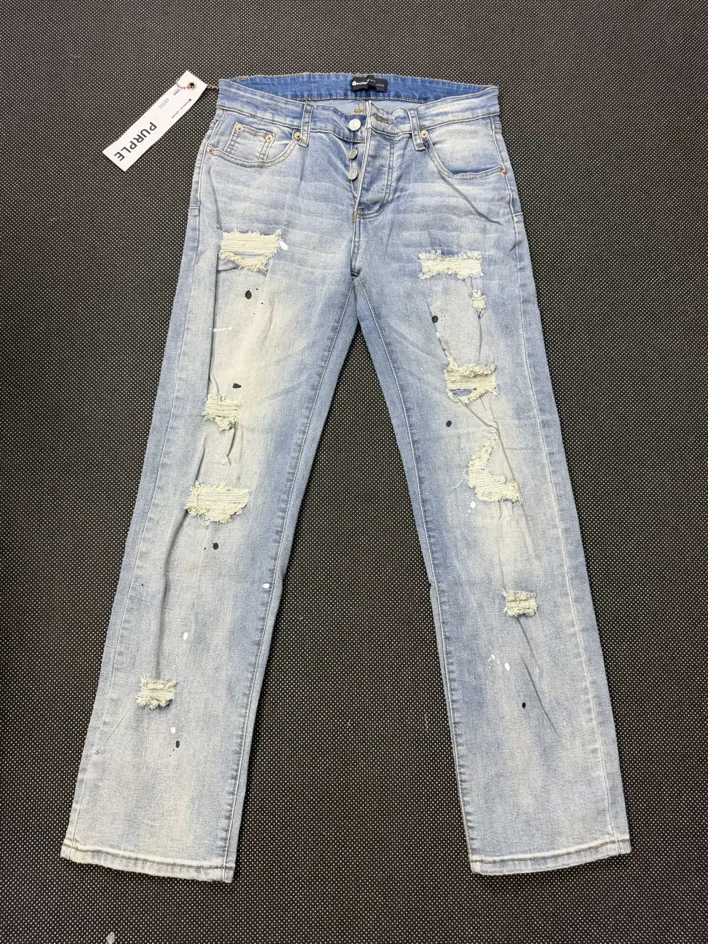 Paint-Splatter Distressed Slim-Fit Jeans D16023149 — view 10