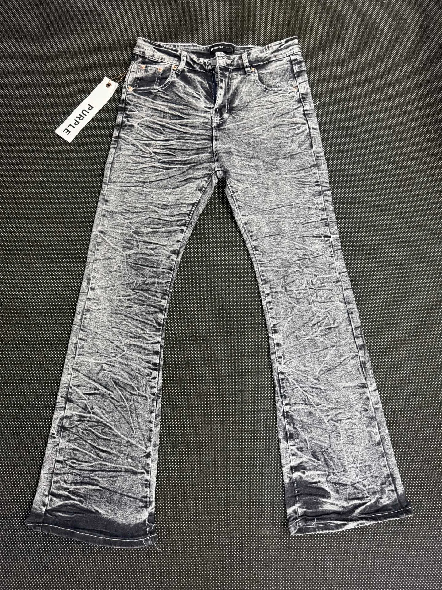 Crinkle-Effect Flared Jeans D15323145