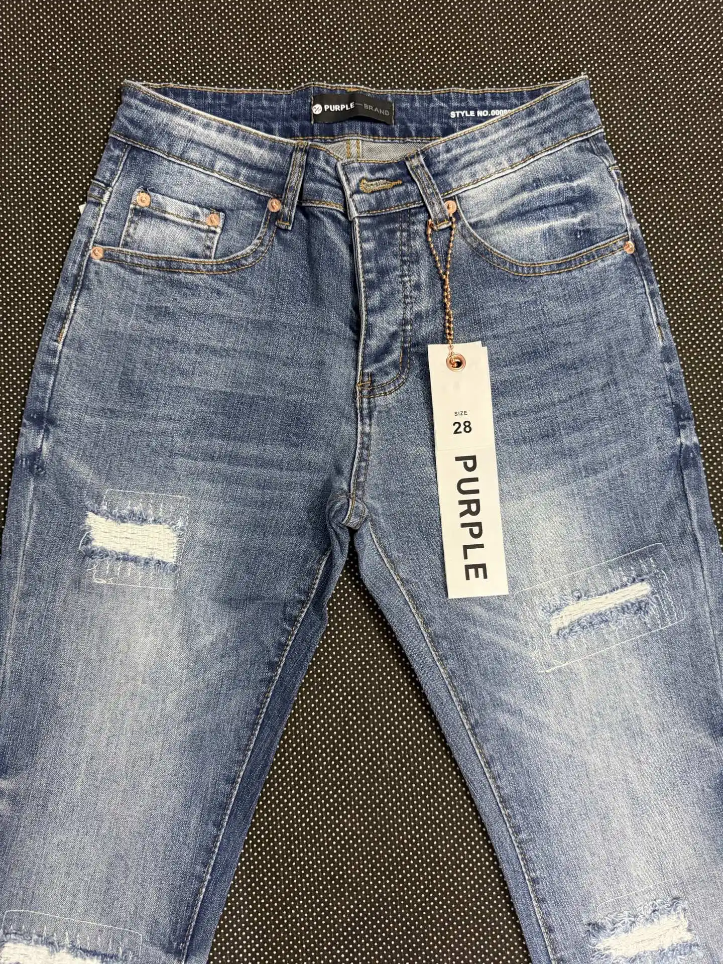 Distressed Bootcut Jeans with Patchwork Detail D19023140 — view 3