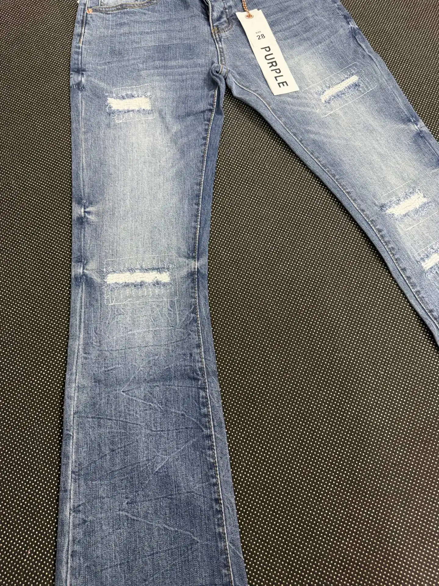 Distressed Bootcut Jeans with Patchwork Detail D19023140 — view 7