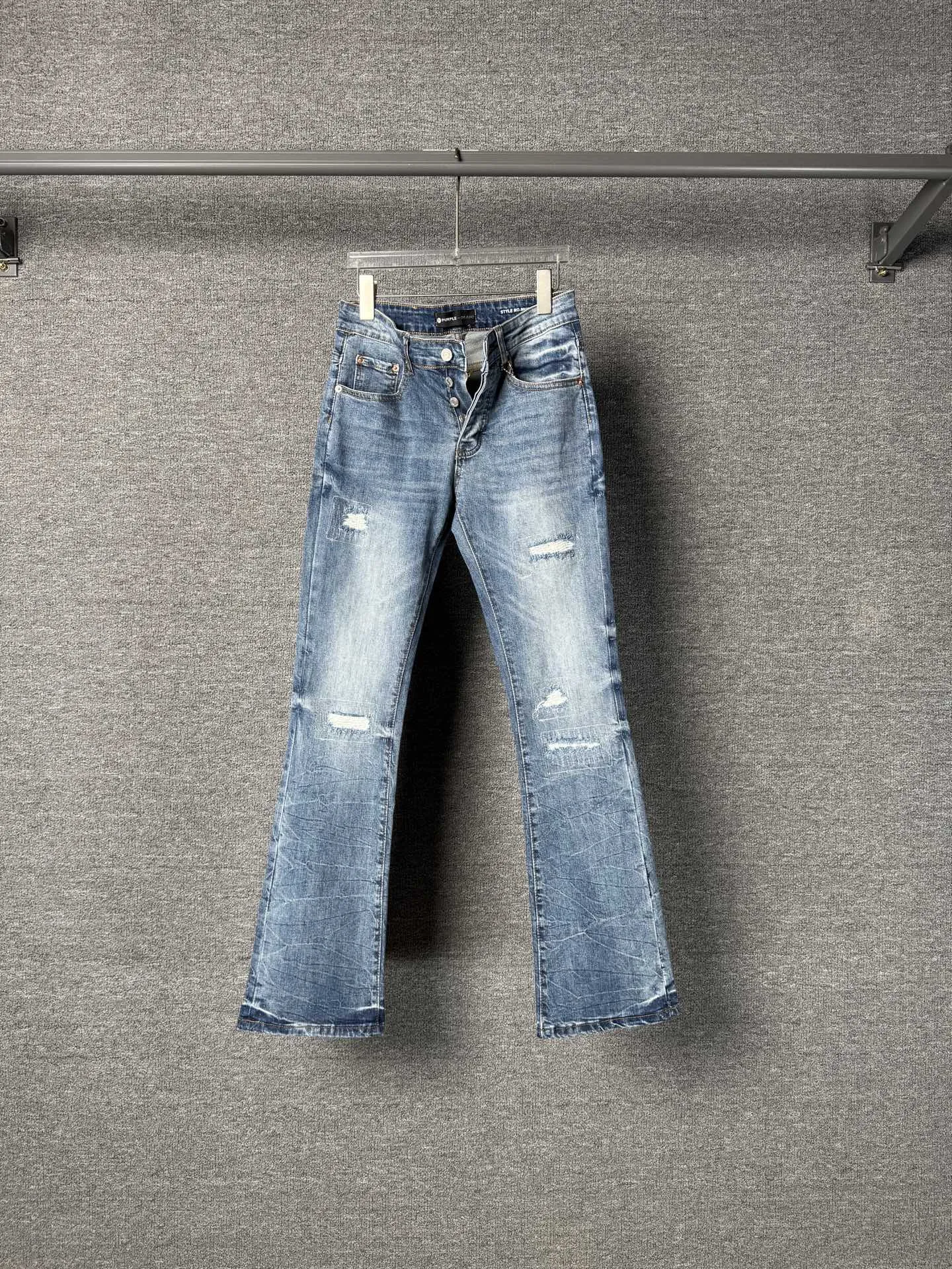 Distressed Bootcut Jeans with Patchwork Detail D19023140 — view 11