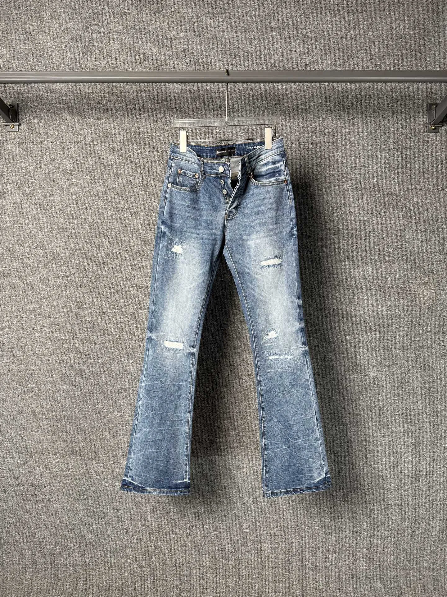 Distressed Bootcut Jeans with Patchwork Detail D19023140 — view 12