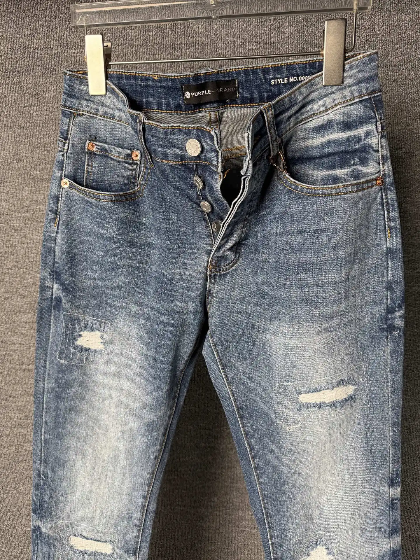 Distressed Bootcut Jeans with Patchwork Detail D19023140 — view 13
