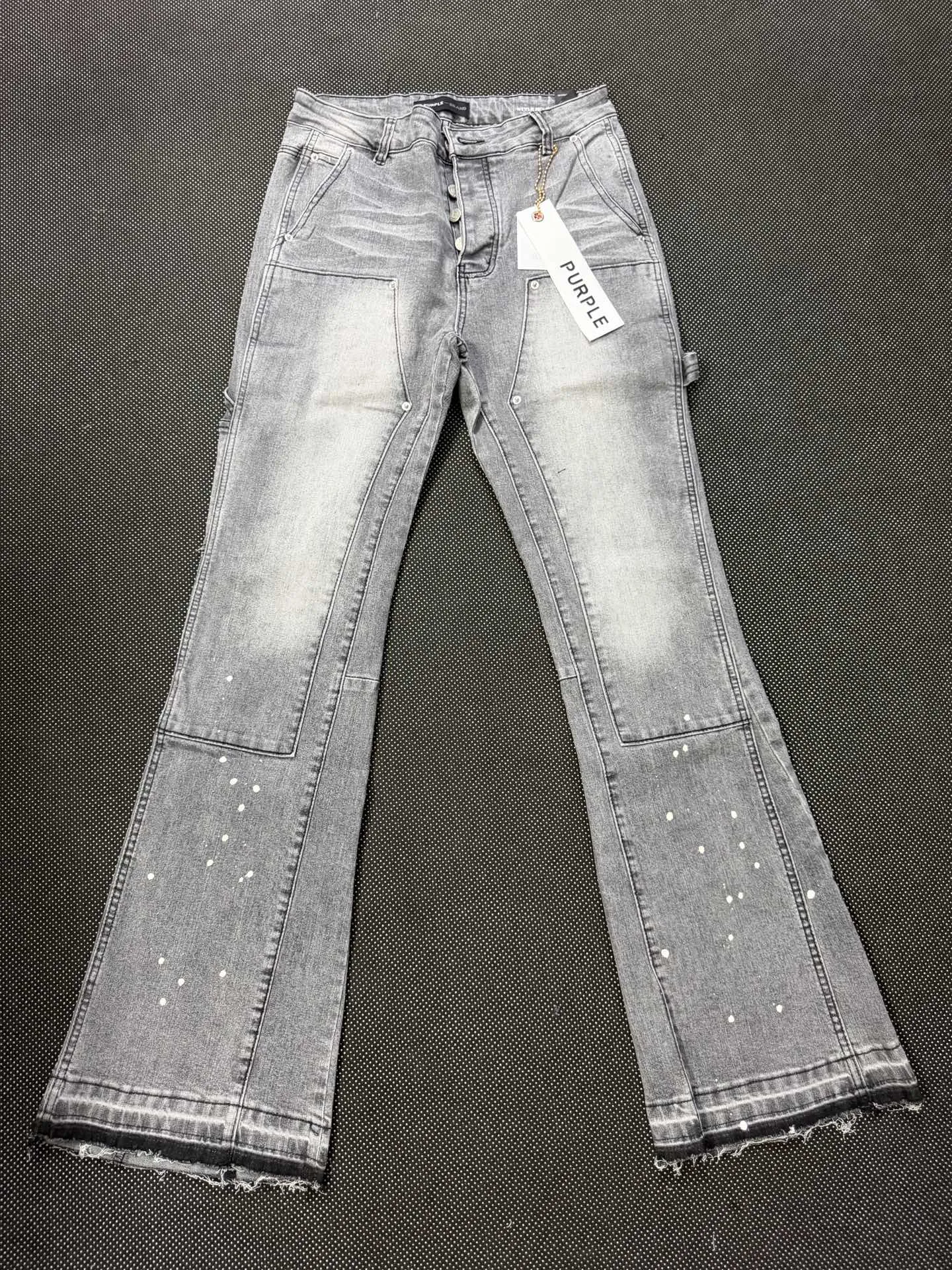 Paint-Splatter Distressed Carpenter Jeans D19023139
