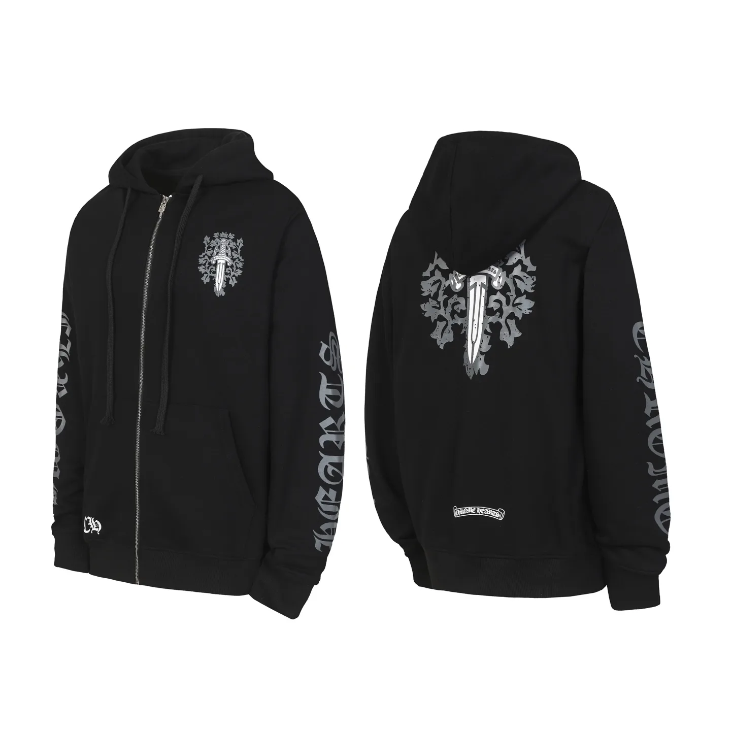 Dagger Print Zip-Up Hoodie D14513897
