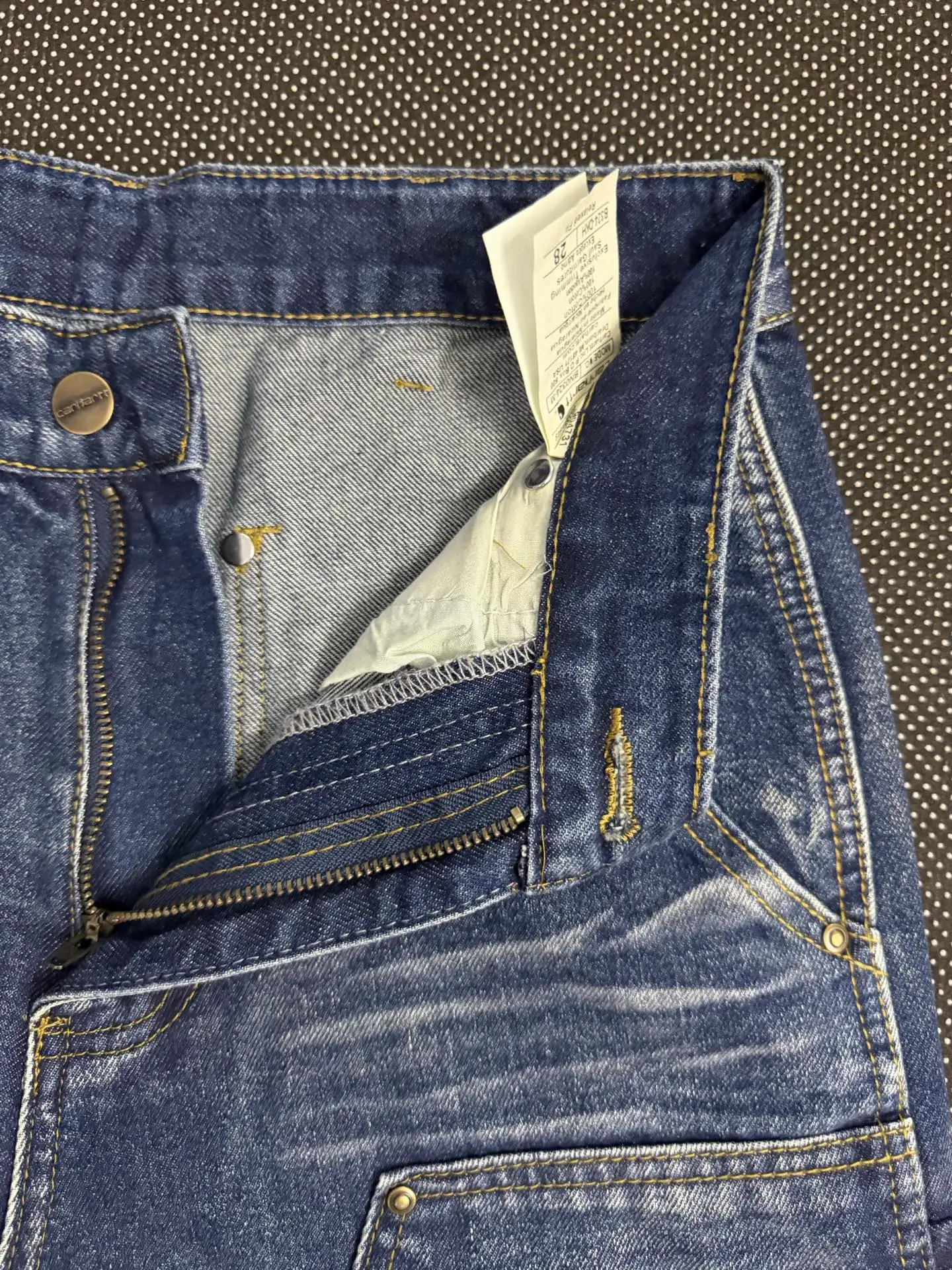 Double-Knee Washed Denim Work Pants D18023133 — view 3