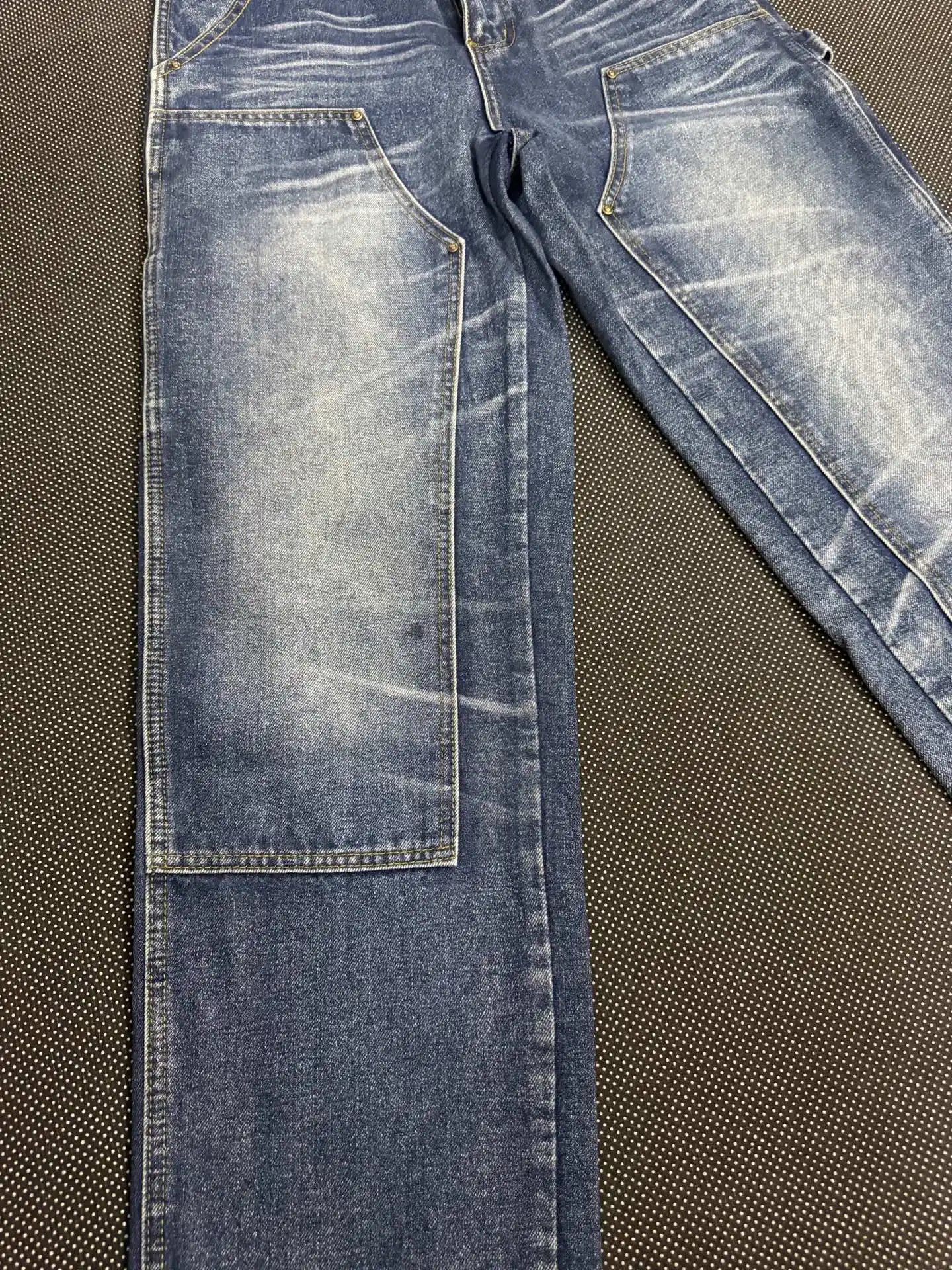 Double-Knee Washed Denim Work Pants D18023133 — view 4