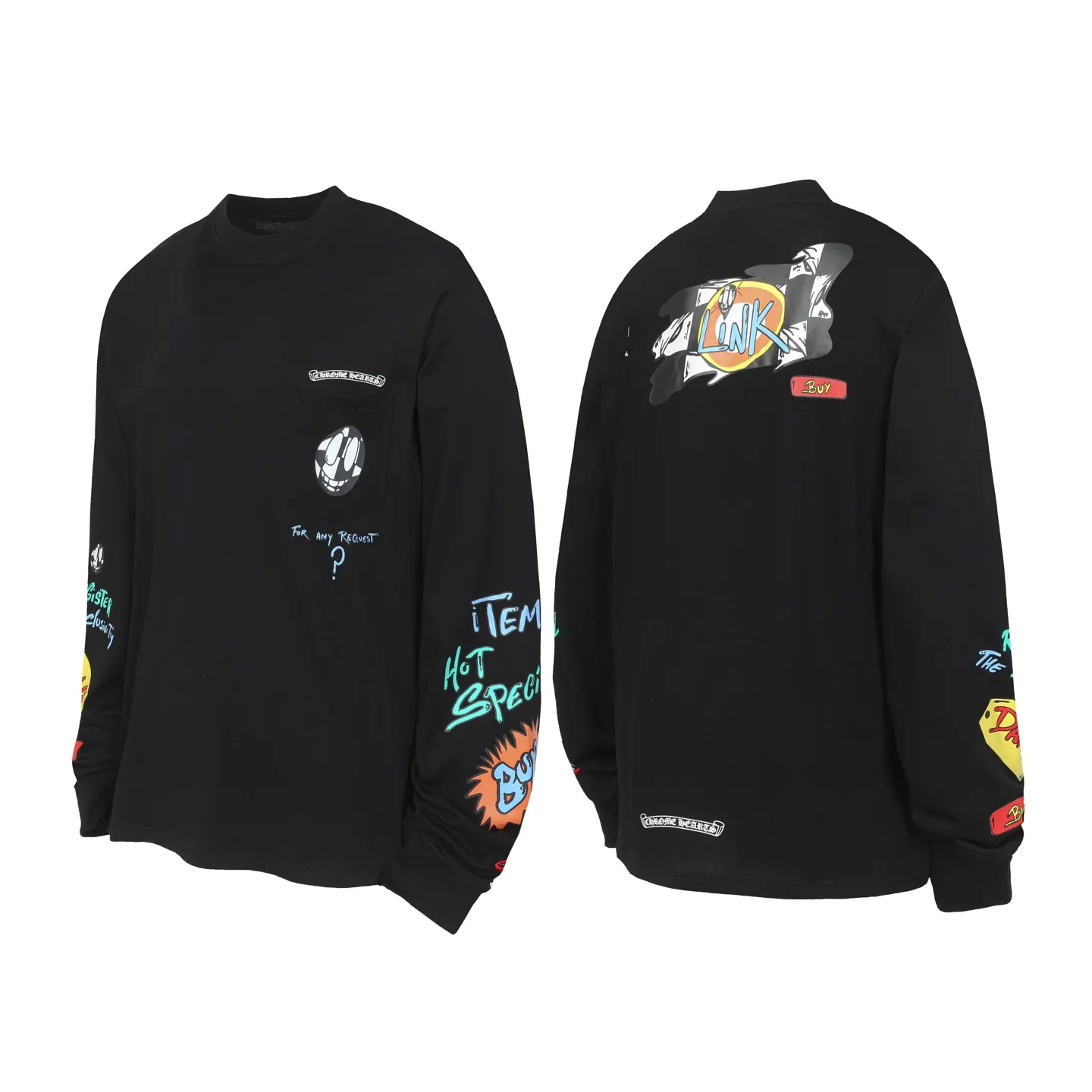 Graffiti Print Long-Sleeve T-Shirt D10013901