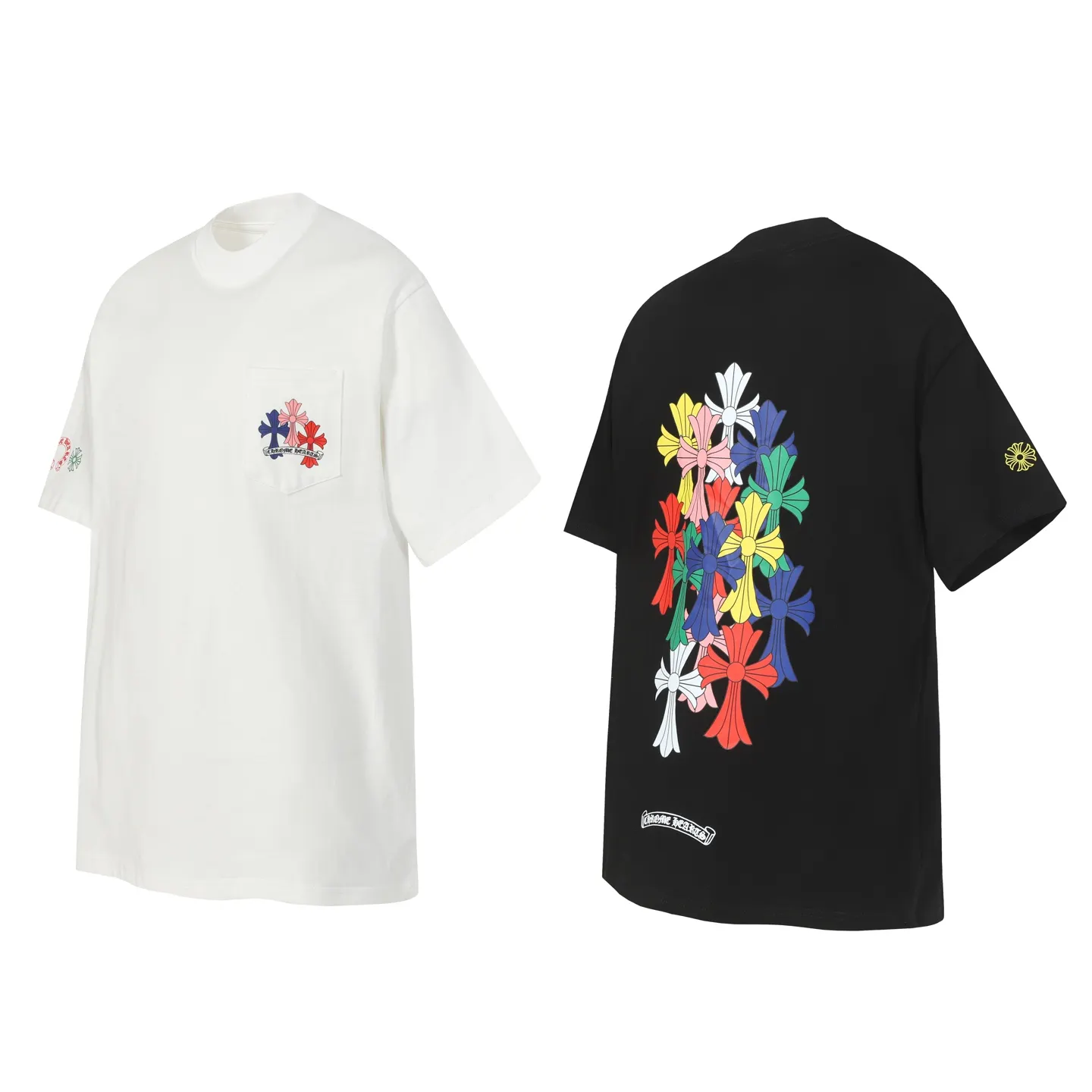 Multi-Color Cross Print Pocket T-Shirt D10014013