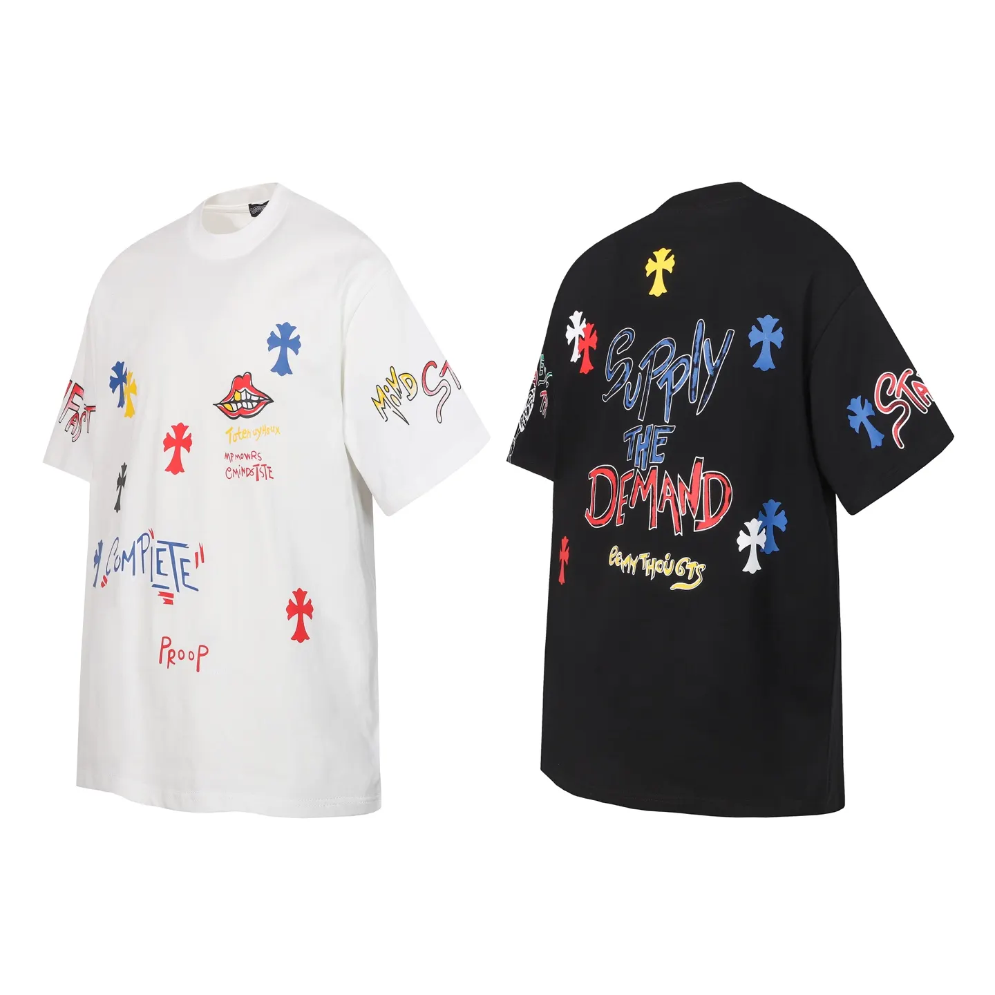 Graffiti Print Cotton Jersey T-Shirt D10514022