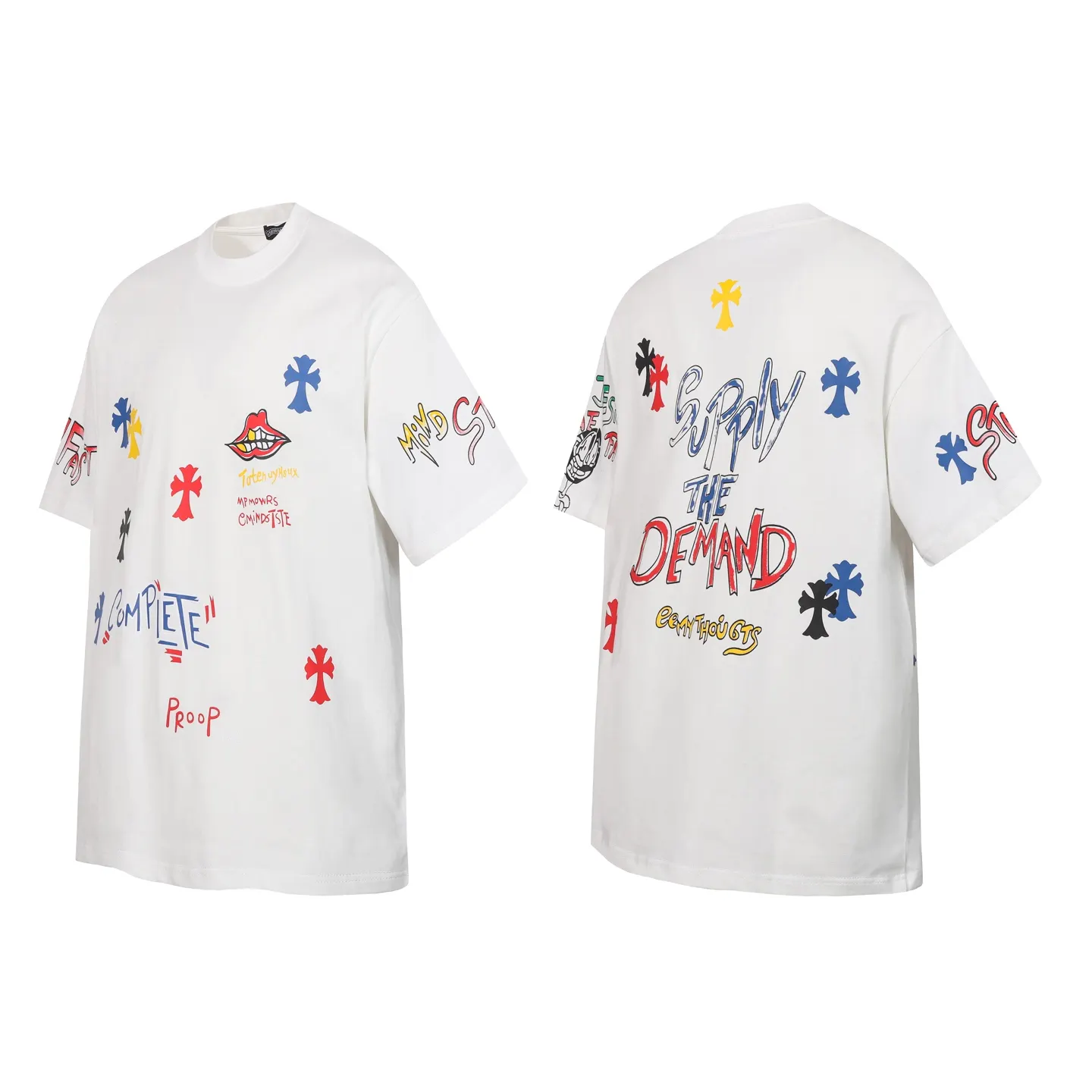 Graffiti Print Cotton T-Shirt D10514021