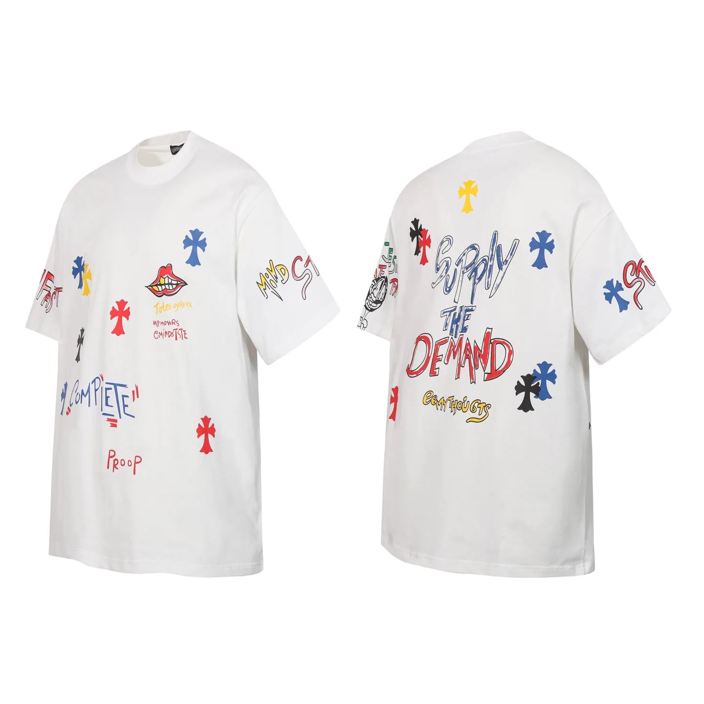 Graffiti Print Cotton T-Shirt D10514021