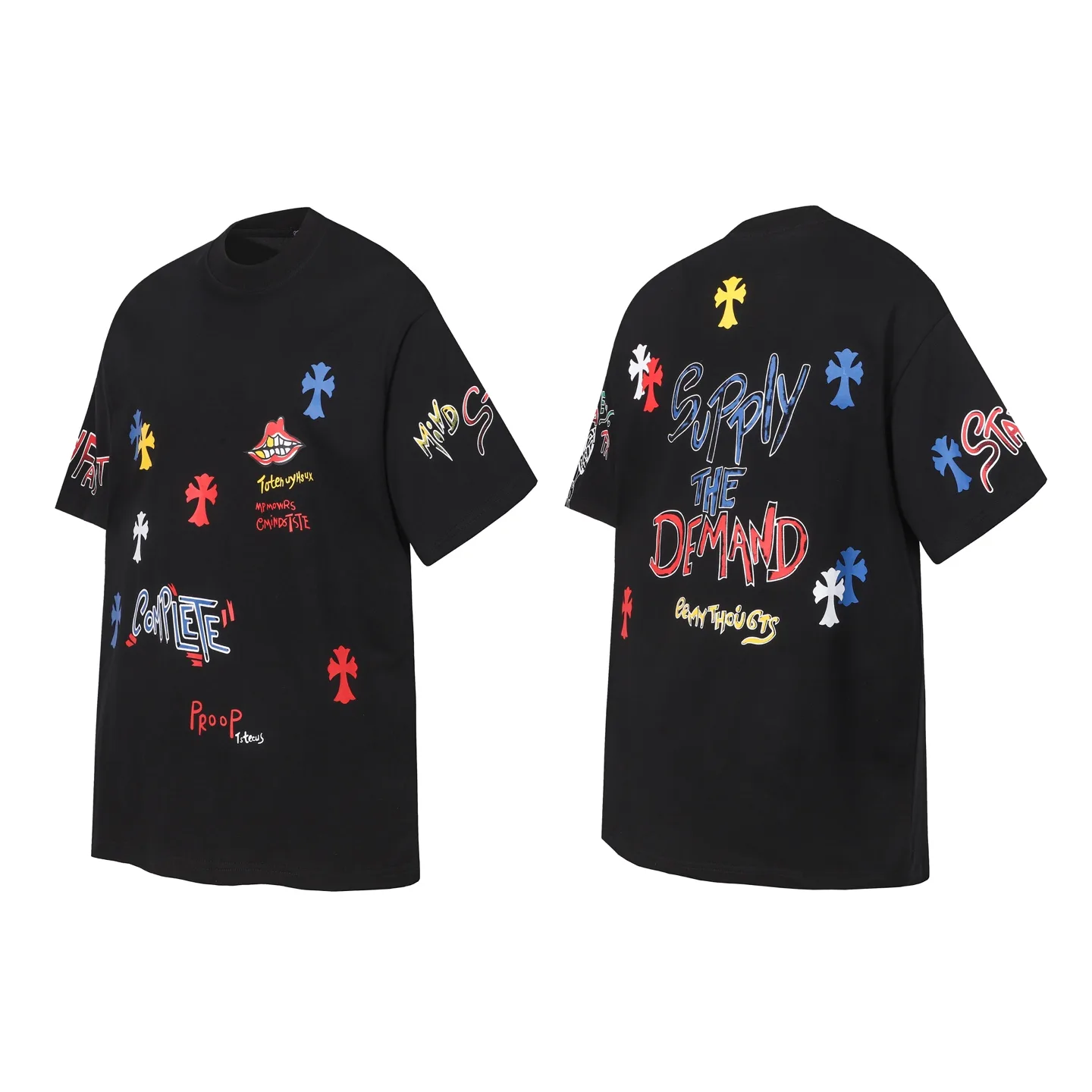 Graffiti Print Cotton T-Shirt D10514020